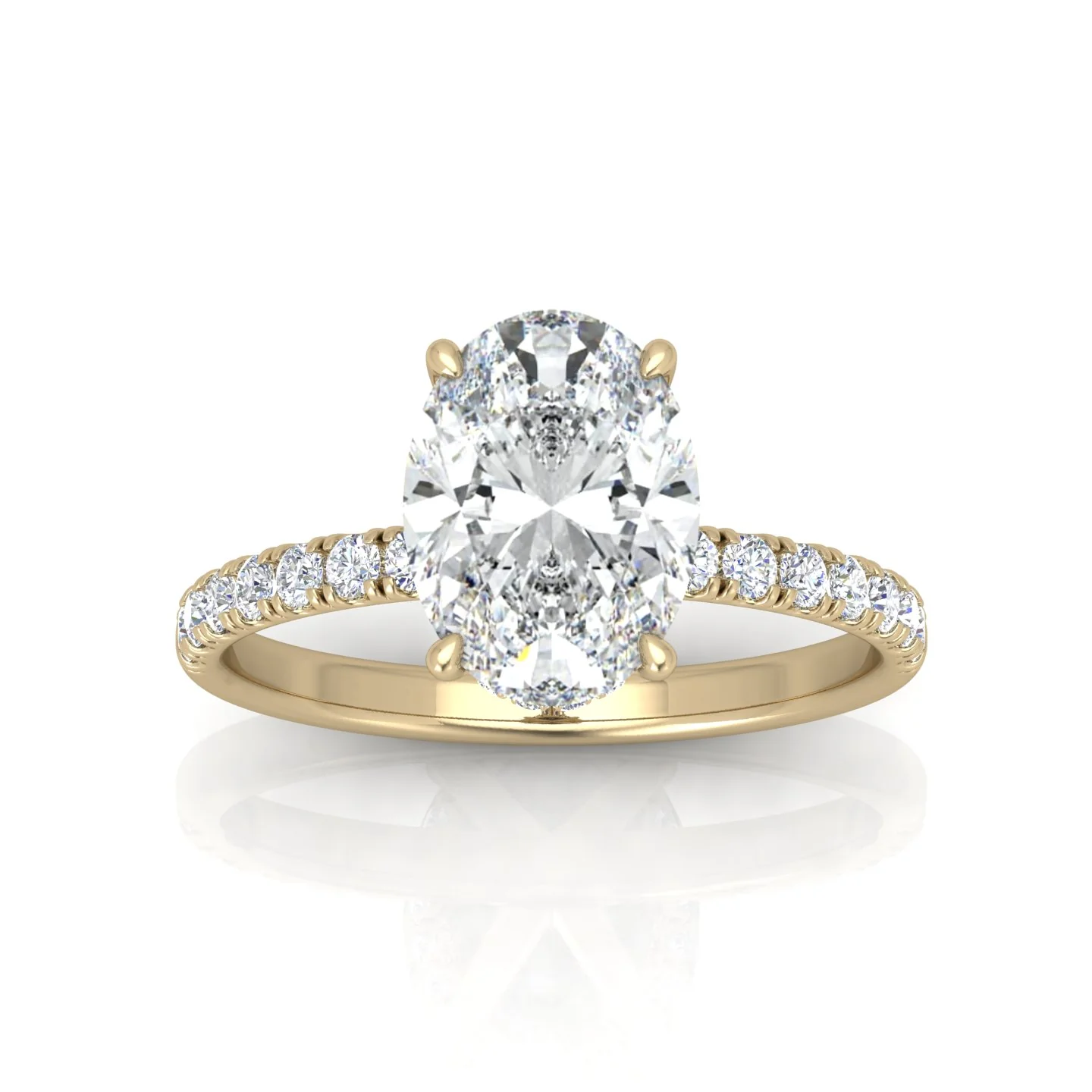 Classic Hidden Halo Pave Set Engagement Ring - Oval - Image 7
