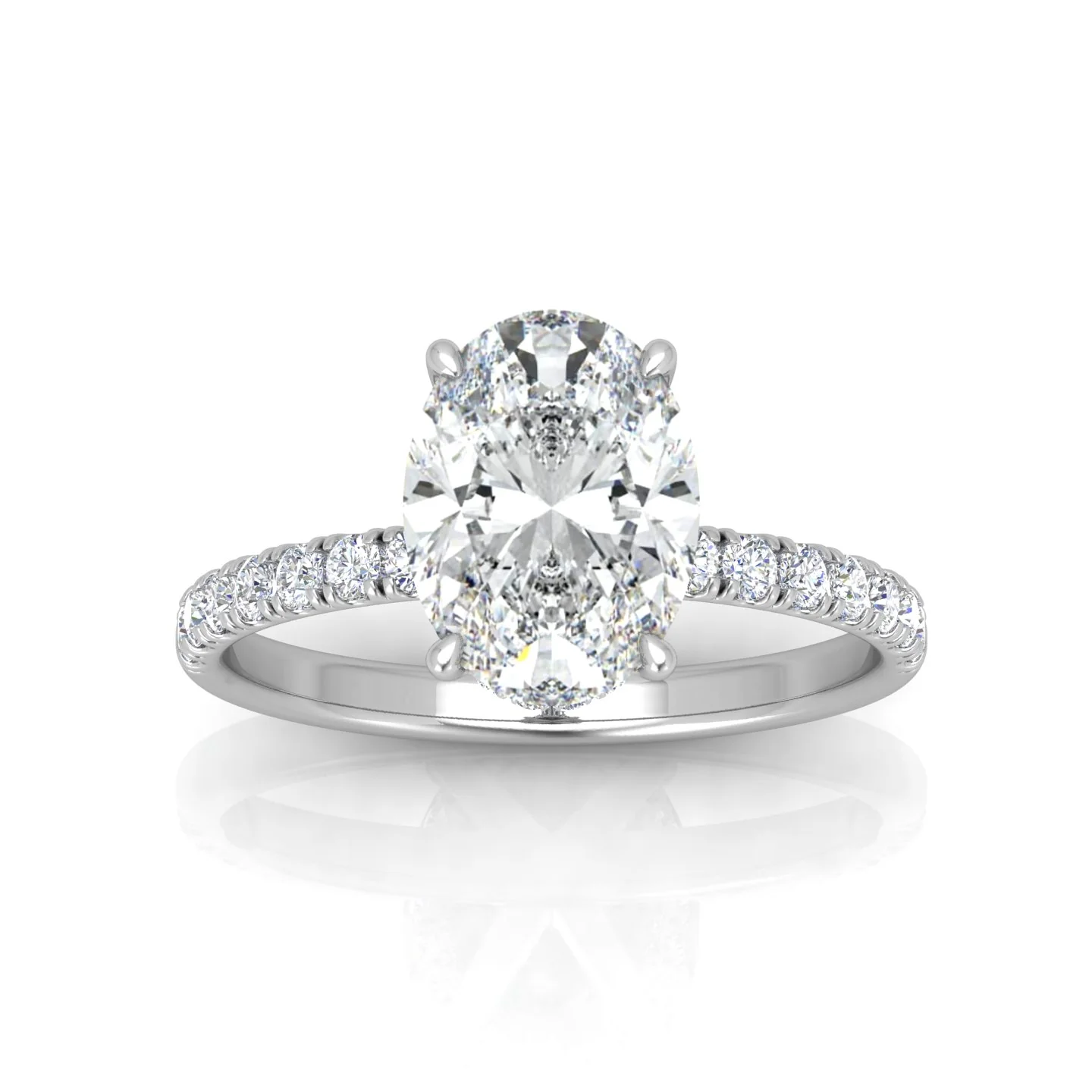 Classic Hidden Halo Pave Set Engagement Ring - Oval - Image 9