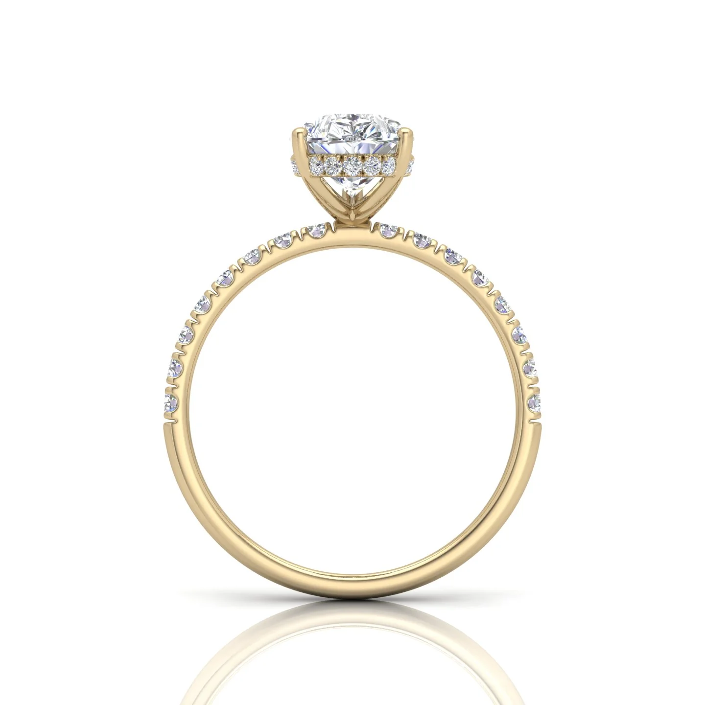 Classic Hidden Halo Pave Set Engagement Ring - Pear - Image 11