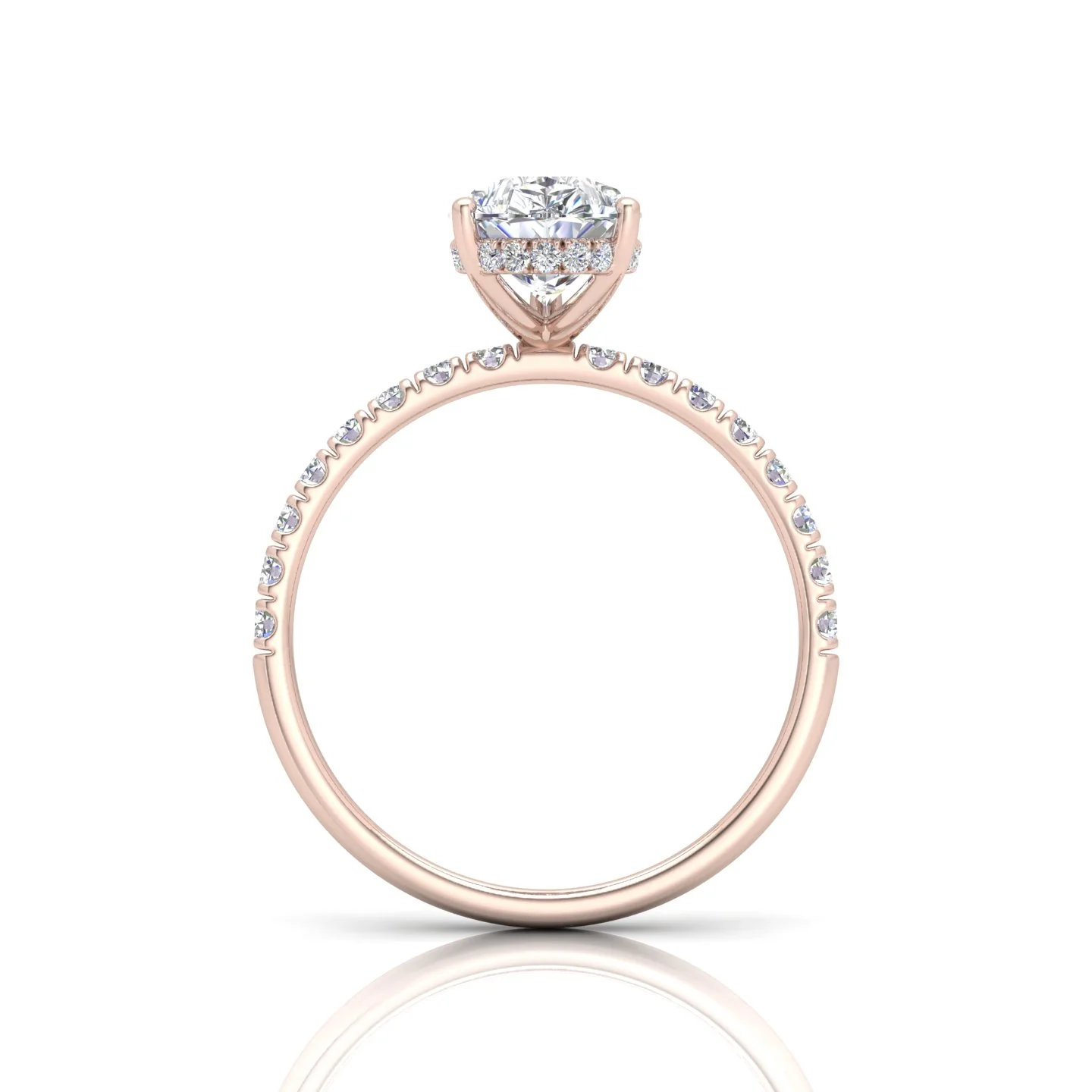 Classic Hidden Halo Pave Set Engagement Ring - Pear - Image 12