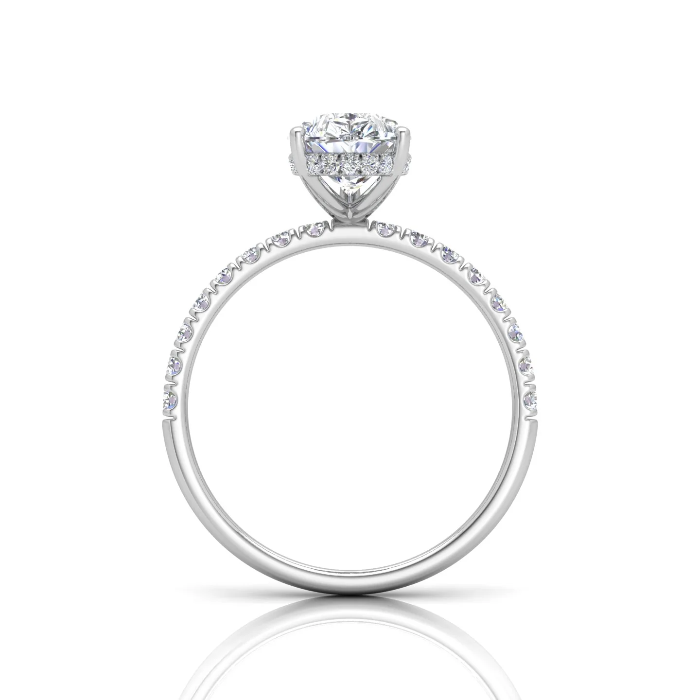Classic Hidden Halo Pave Set Engagement Ring - Pear - Image 13