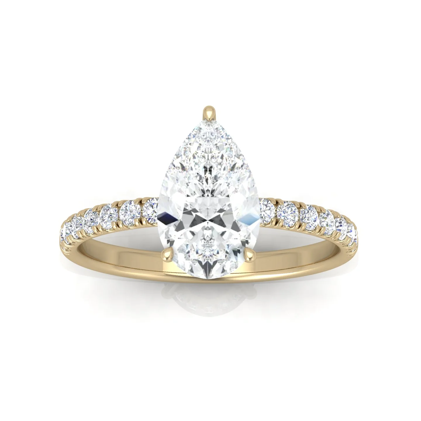 Classic Hidden Halo Pave Set Engagement Ring - Pear - Image 6