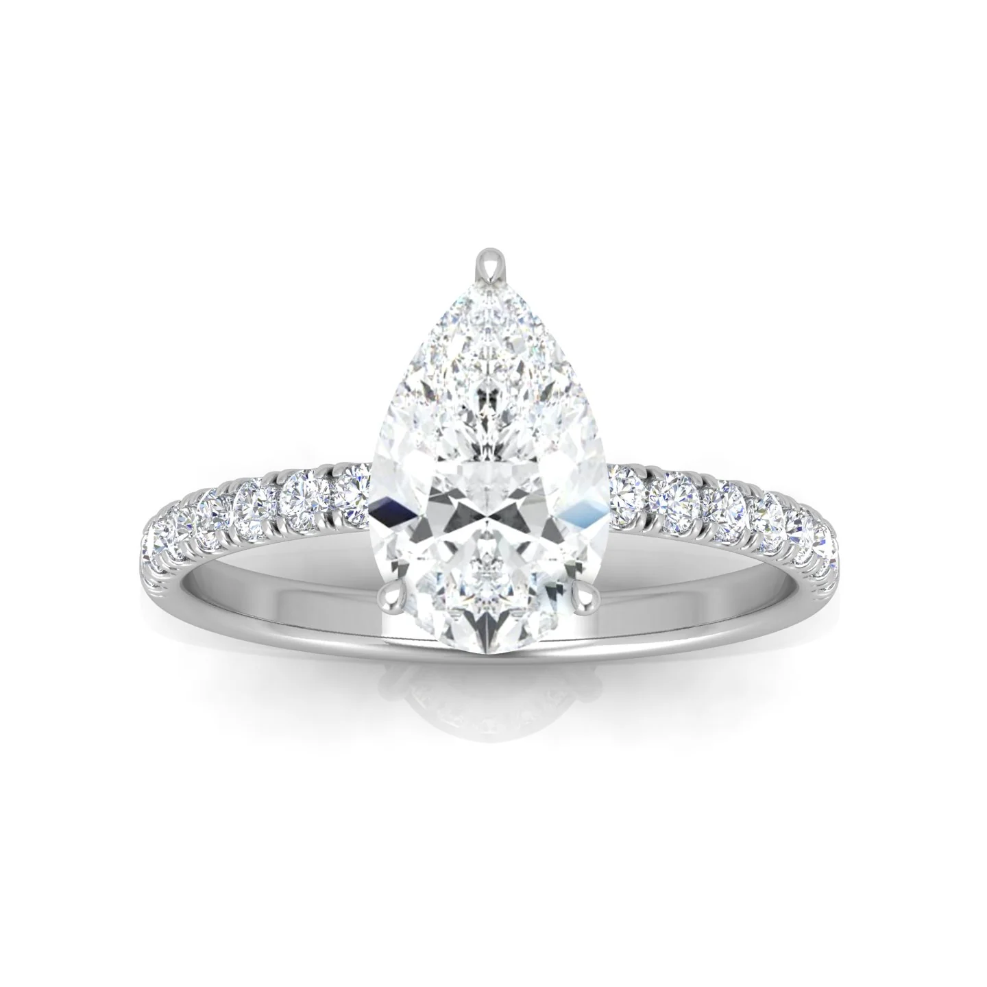 Classic Hidden Halo Pave Set Engagement Ring - Pear - Image 8