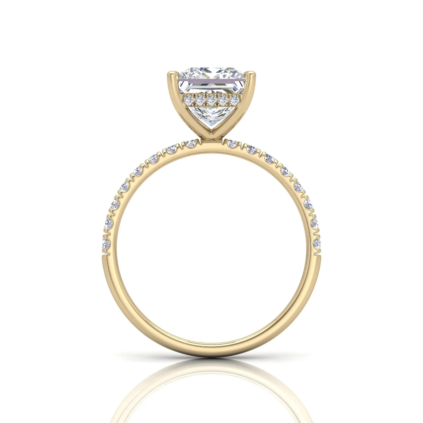 Classic Hidden Halo Pave Set Engagement Ring - Princess - Image 11