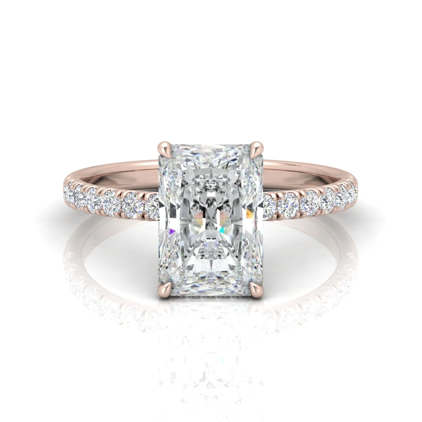 Classic Hidden Halo Pave Set Engagement Ring - Radiant - Image 16
