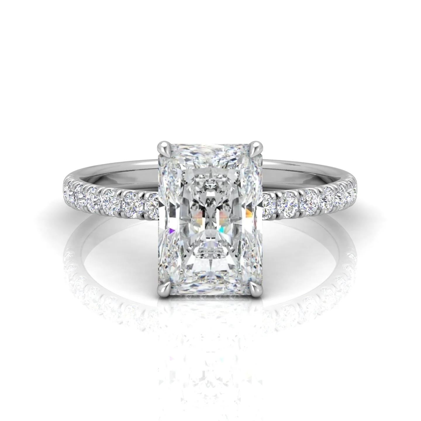 Classic Hidden Halo Pave Set Engagement Ring - Radiant - Image 17