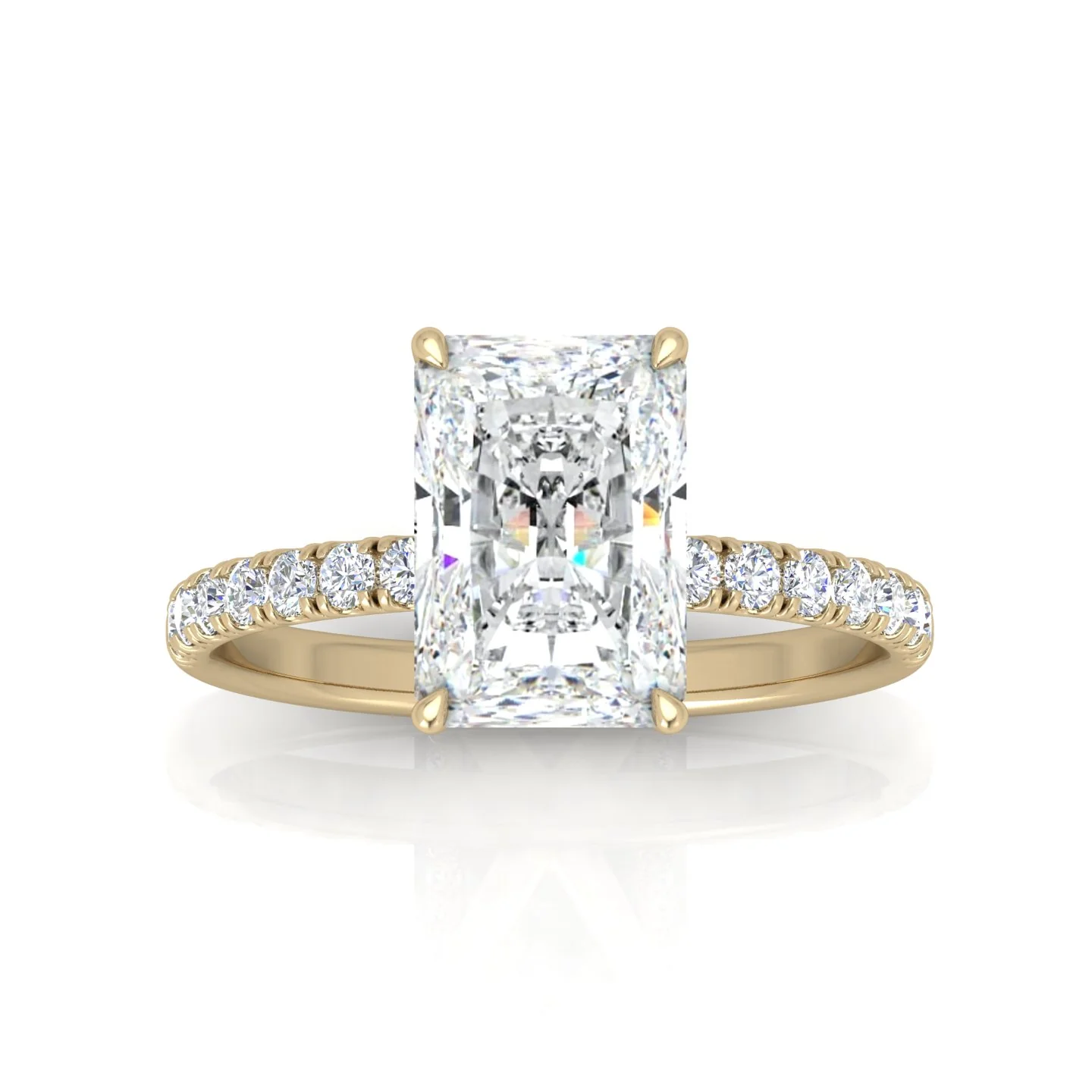 Classic Hidden Halo Pave Set Engagement Ring - Radiant - Image 6