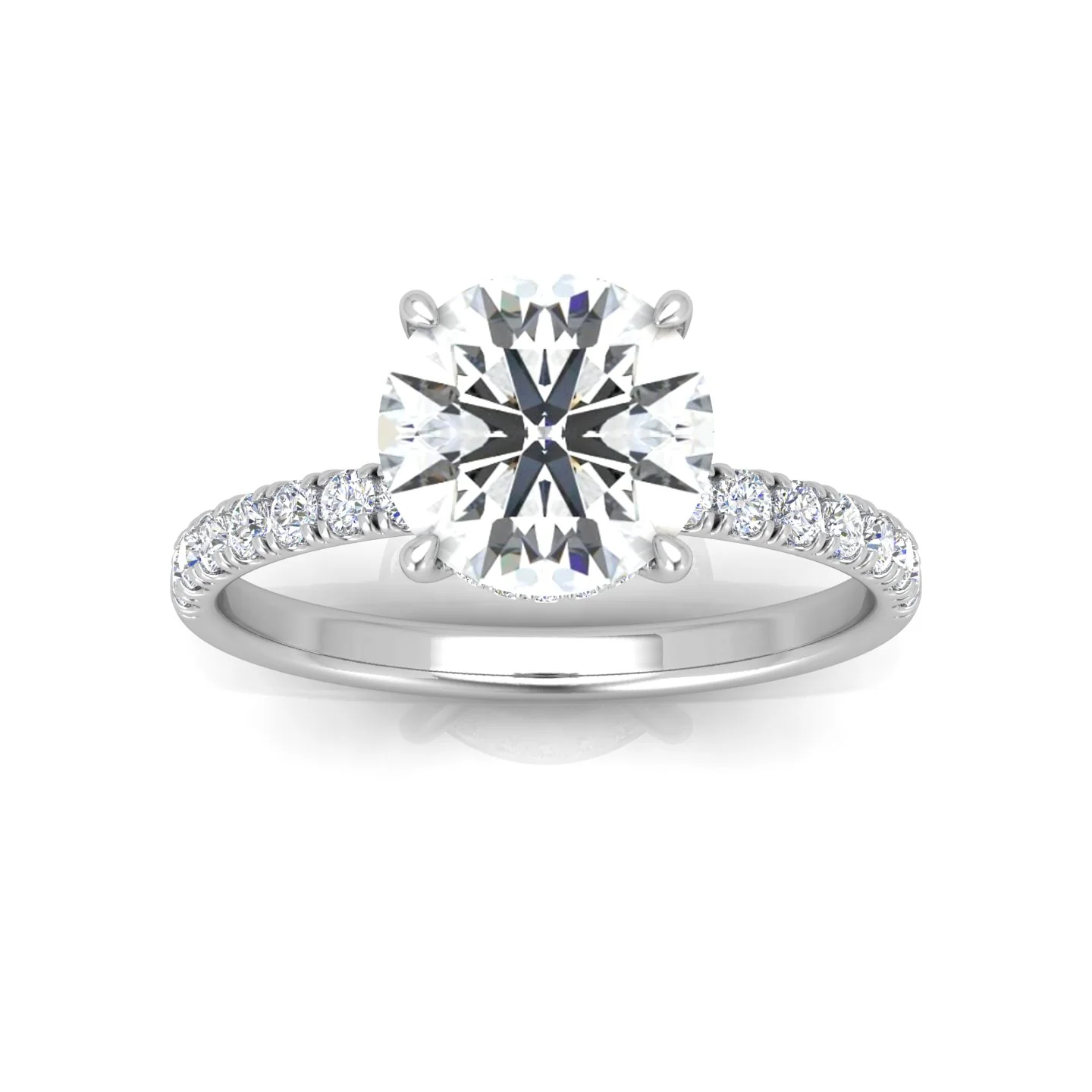 Classic Hidden Halo Pave Set Engagement Ring - Round - Image 11