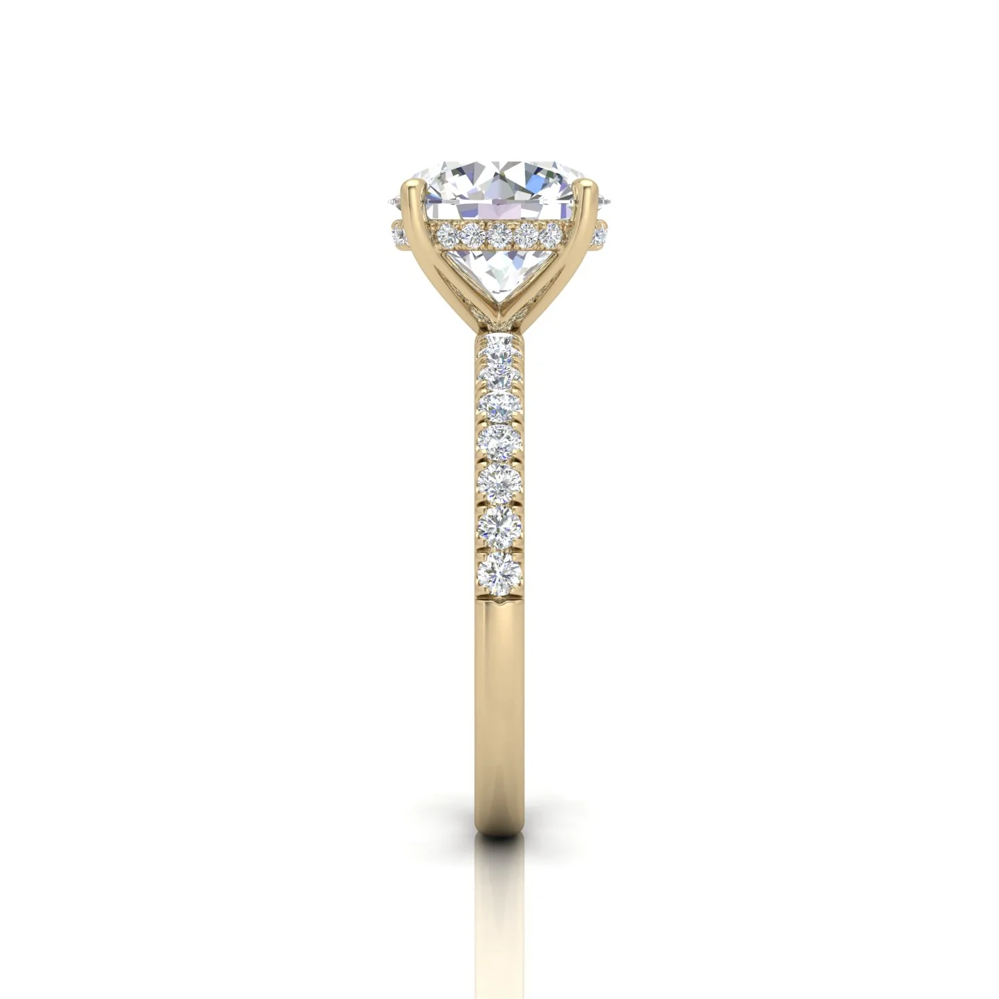 Classic Hidden Halo Pave Set Engagement Ring - Round - Image 12