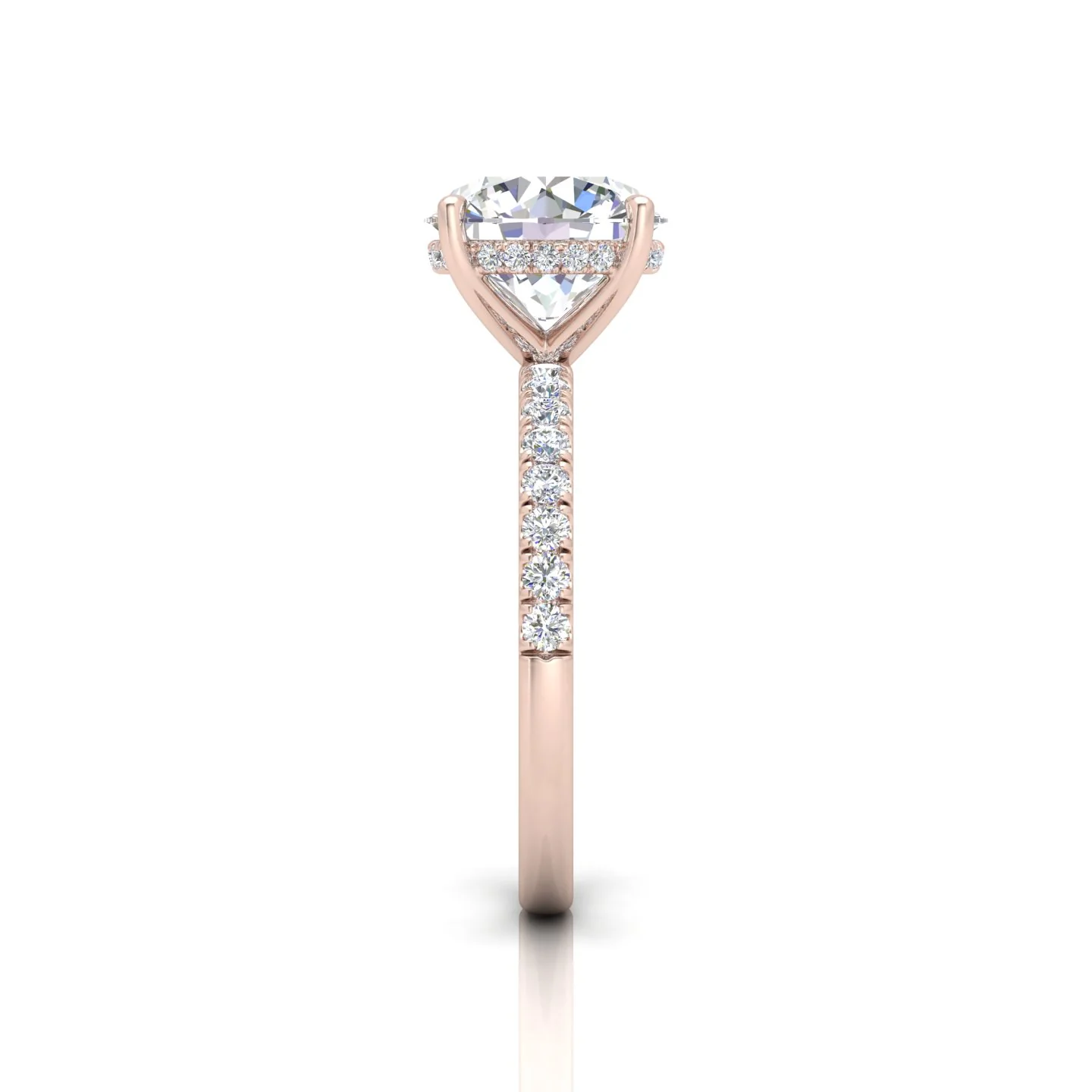 Classic Hidden Halo Pave Set Engagement Ring - Round - Image 13