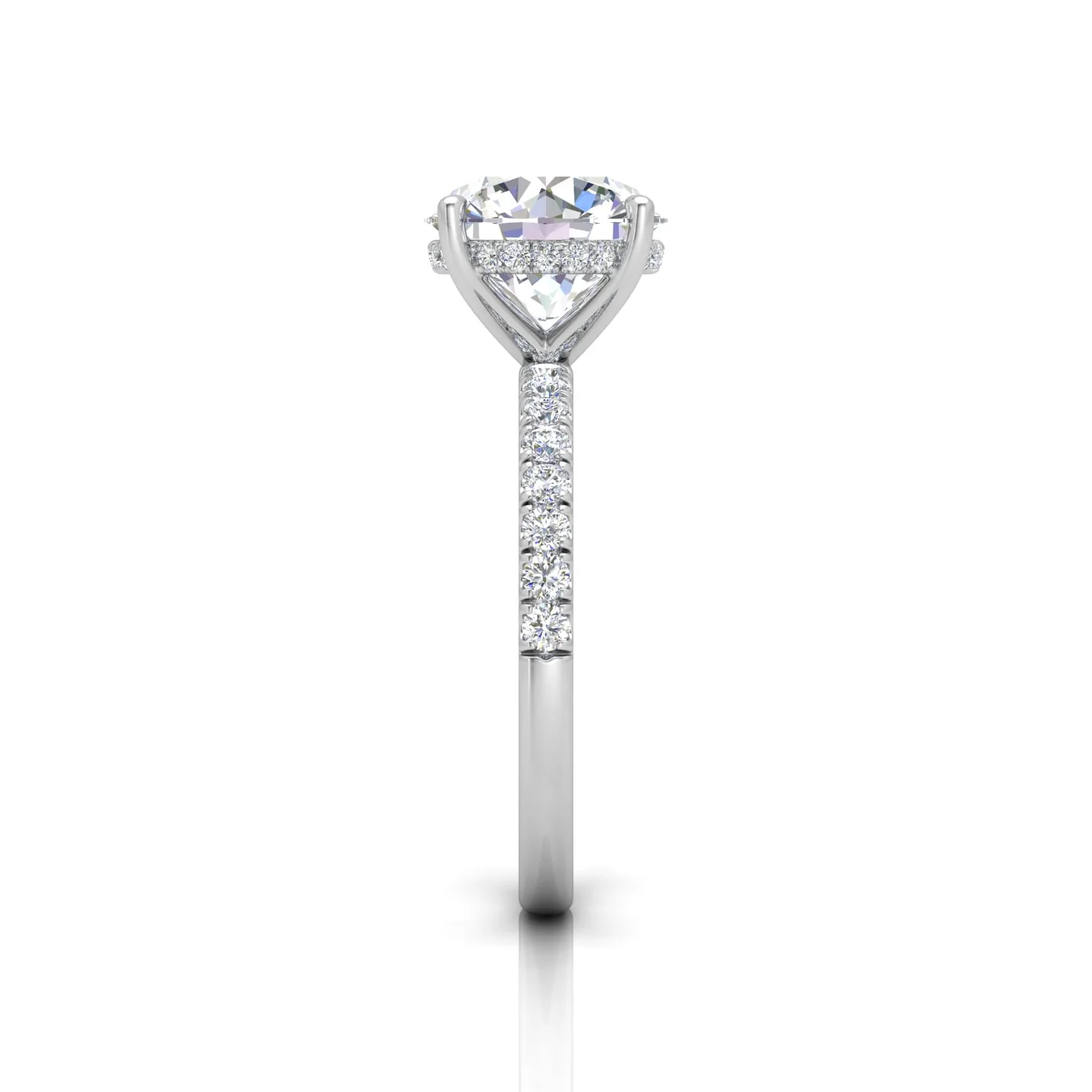 Classic Hidden Halo Pave Set Engagement Ring - Round - Image 14