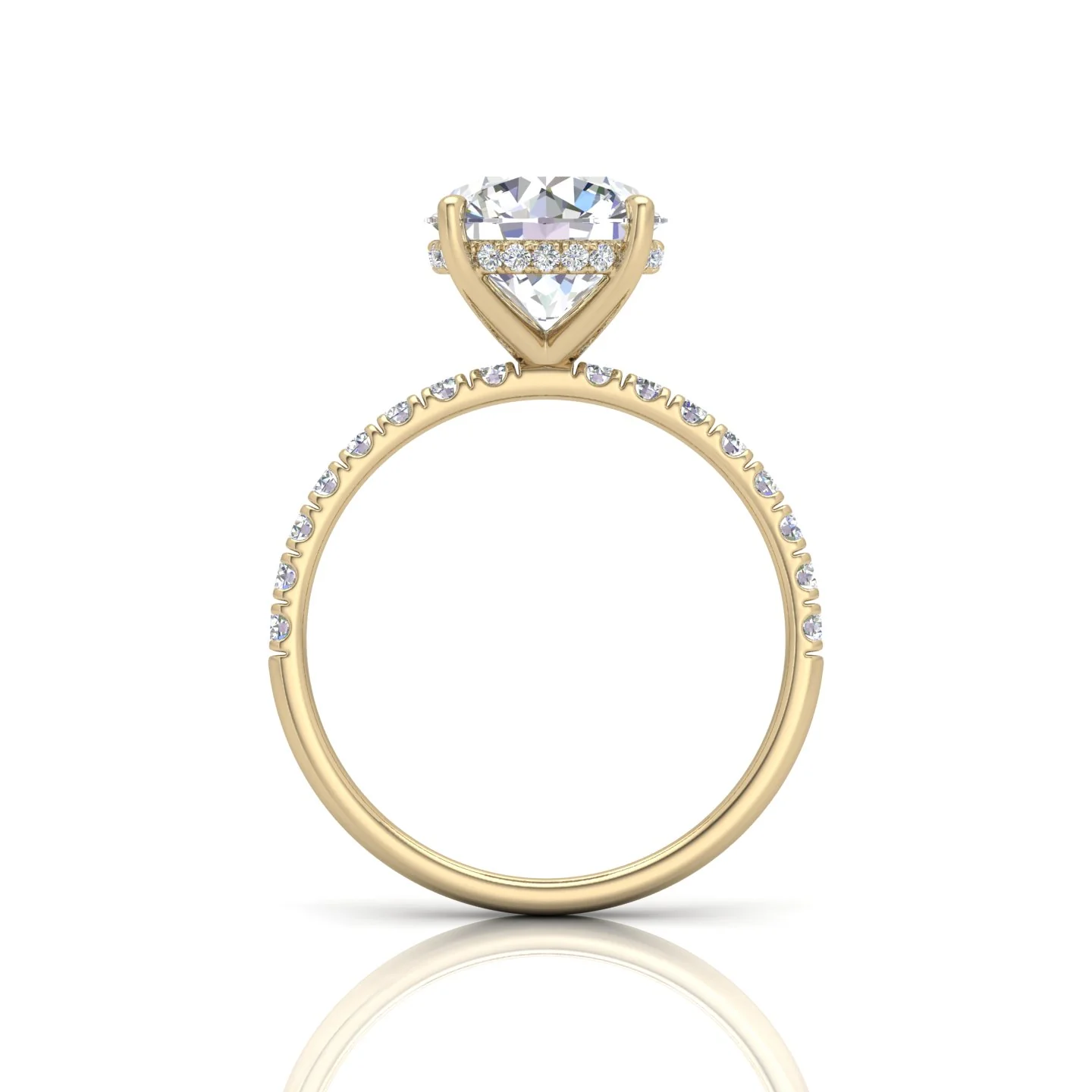 Classic Hidden Halo Pave Set Engagement Ring - Round - Image 15