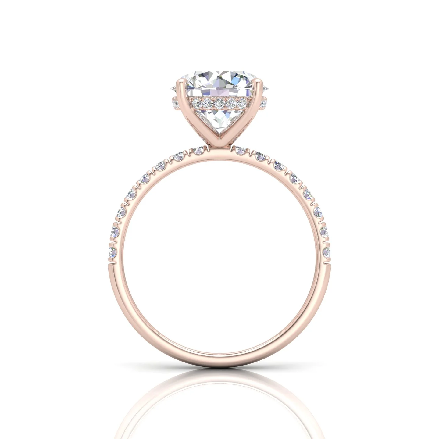 Classic Hidden Halo Pave Set Engagement Ring - Round - Image 16