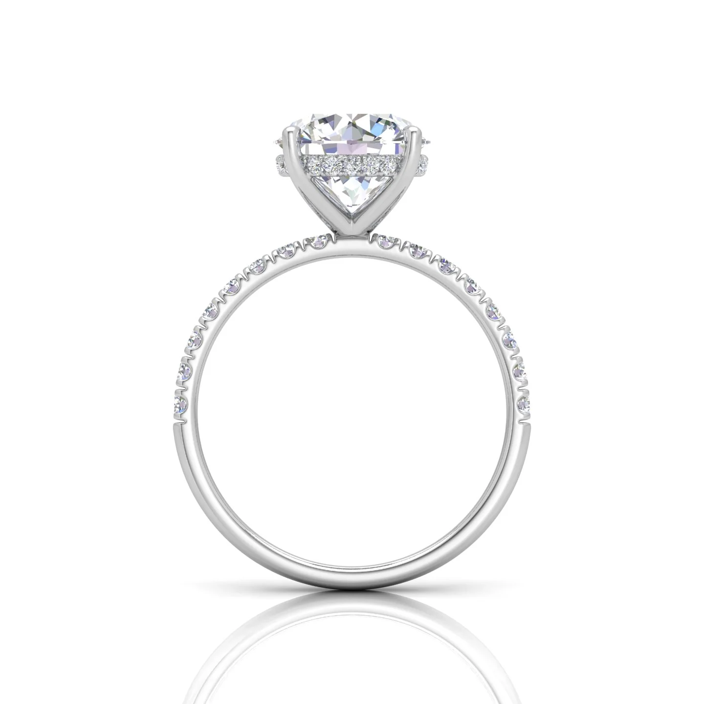 Classic Hidden Halo Pave Set Engagement Ring - Round - Image 17