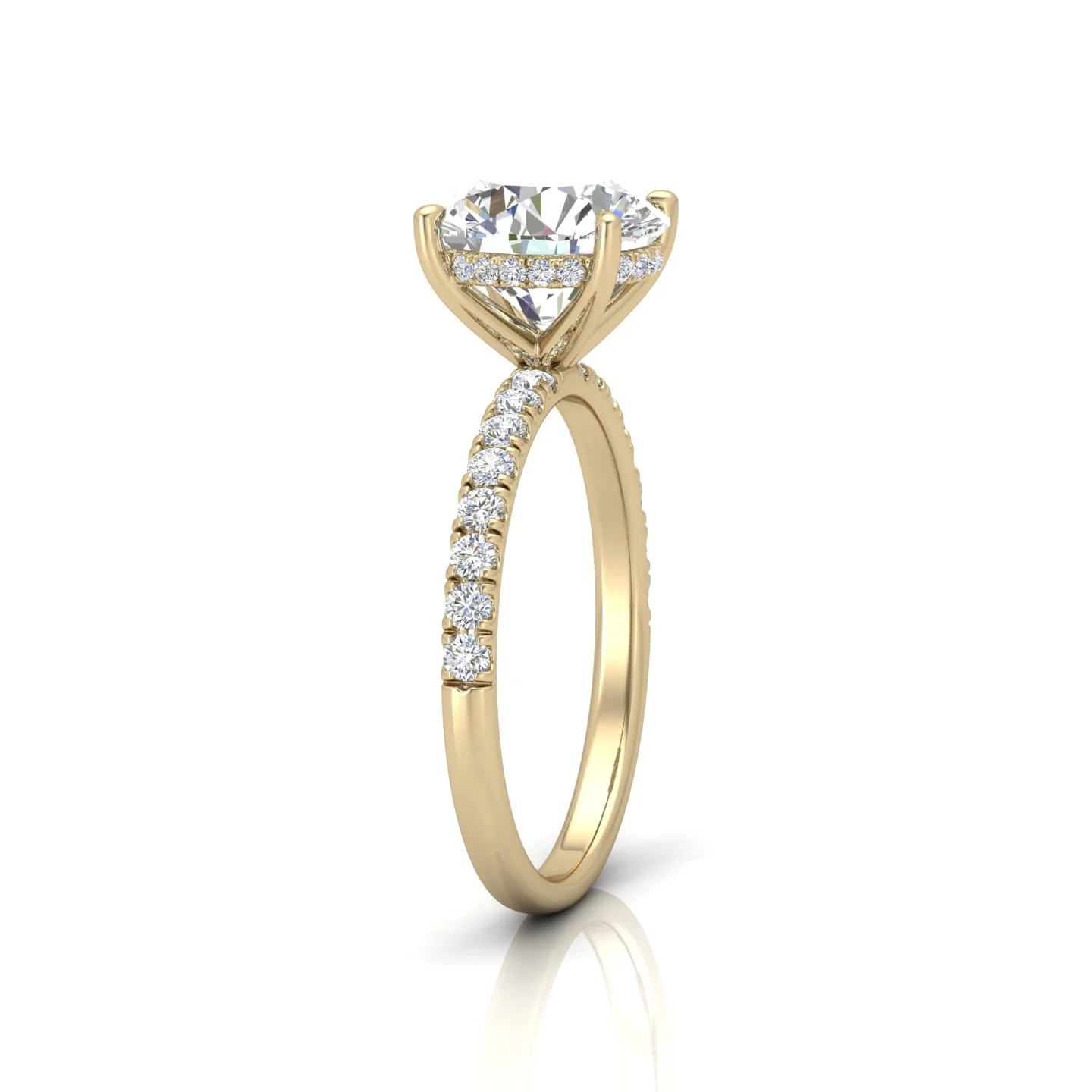Classic Hidden Halo Pave Set Engagement Ring - Round - Image 2