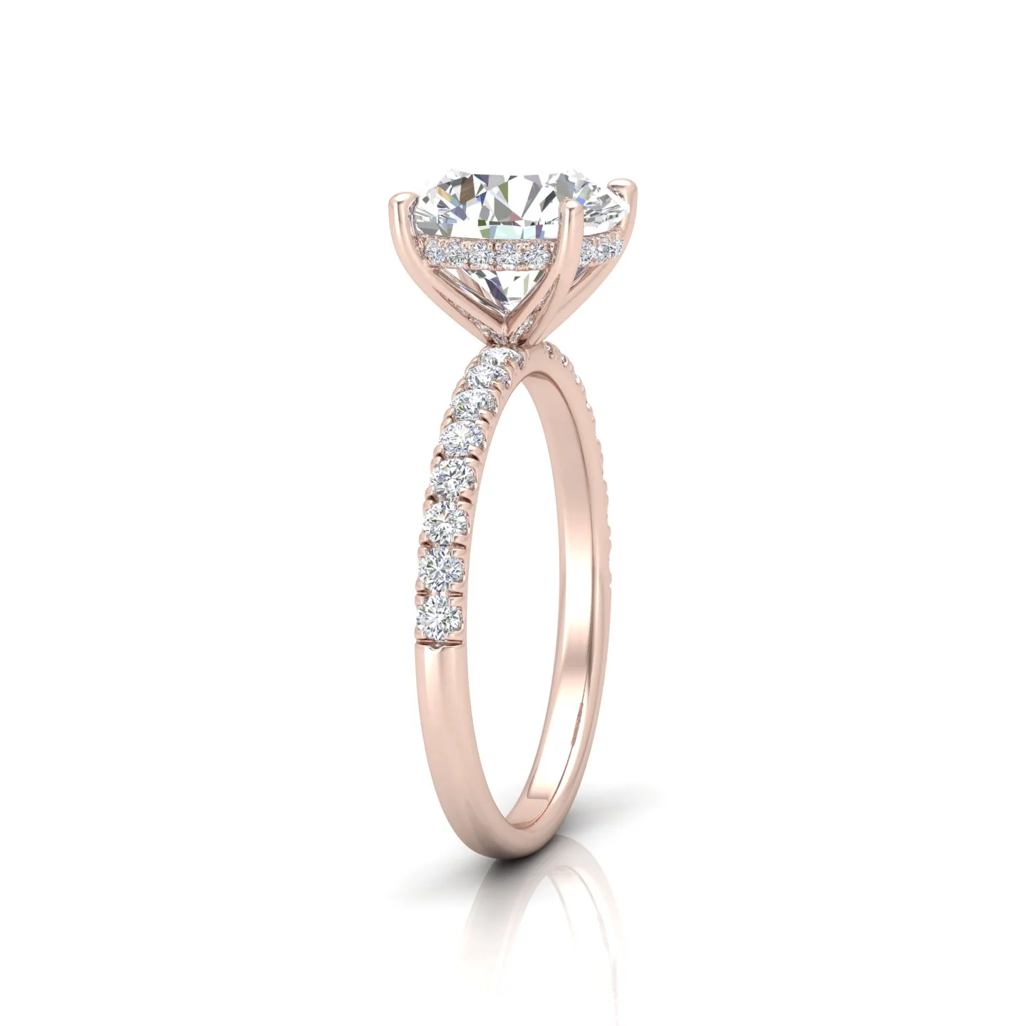 Classic Hidden Halo Pave Set Engagement Ring - Round - Image 4