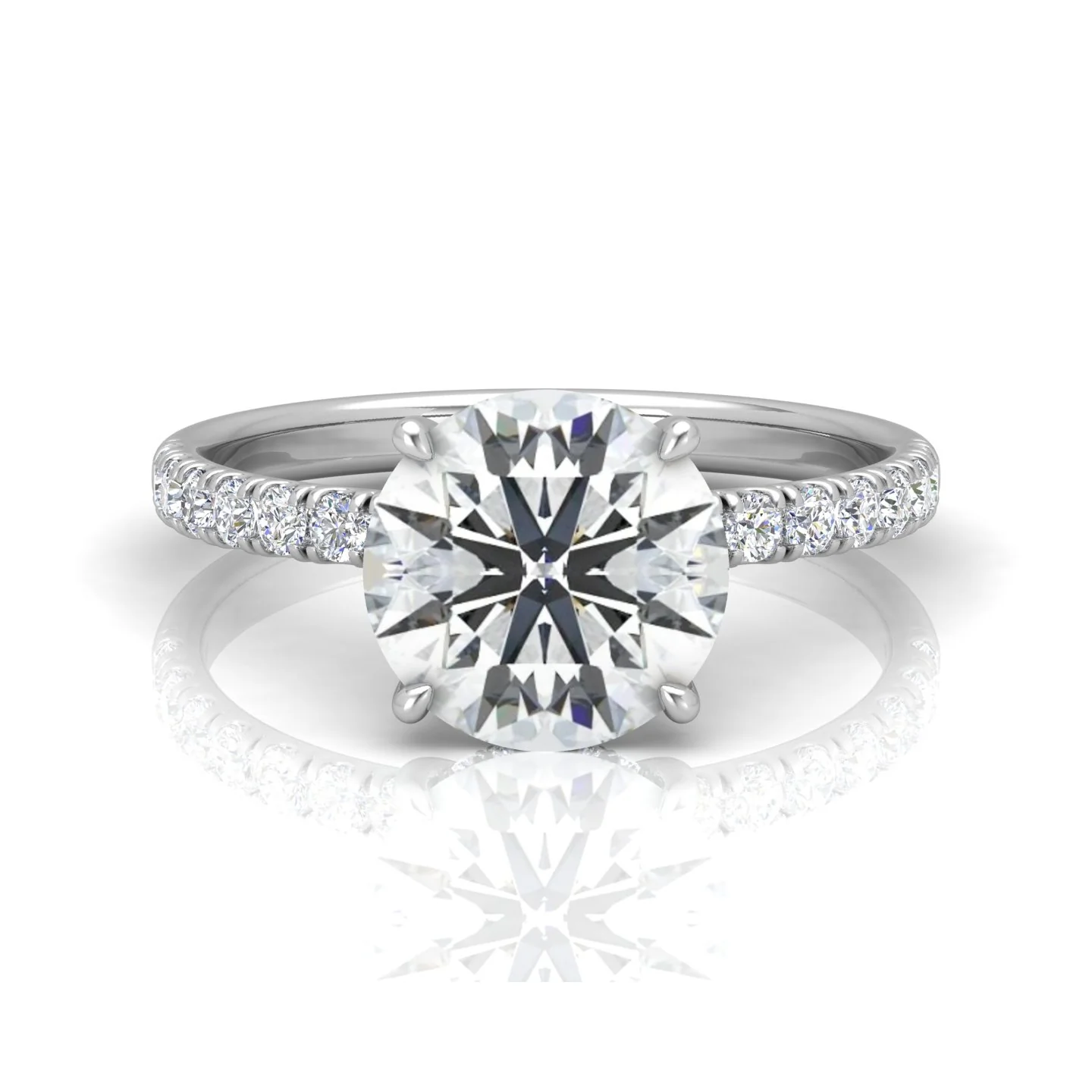 Classic Hidden Halo Pave Set Engagement Ring - Round - Image 7