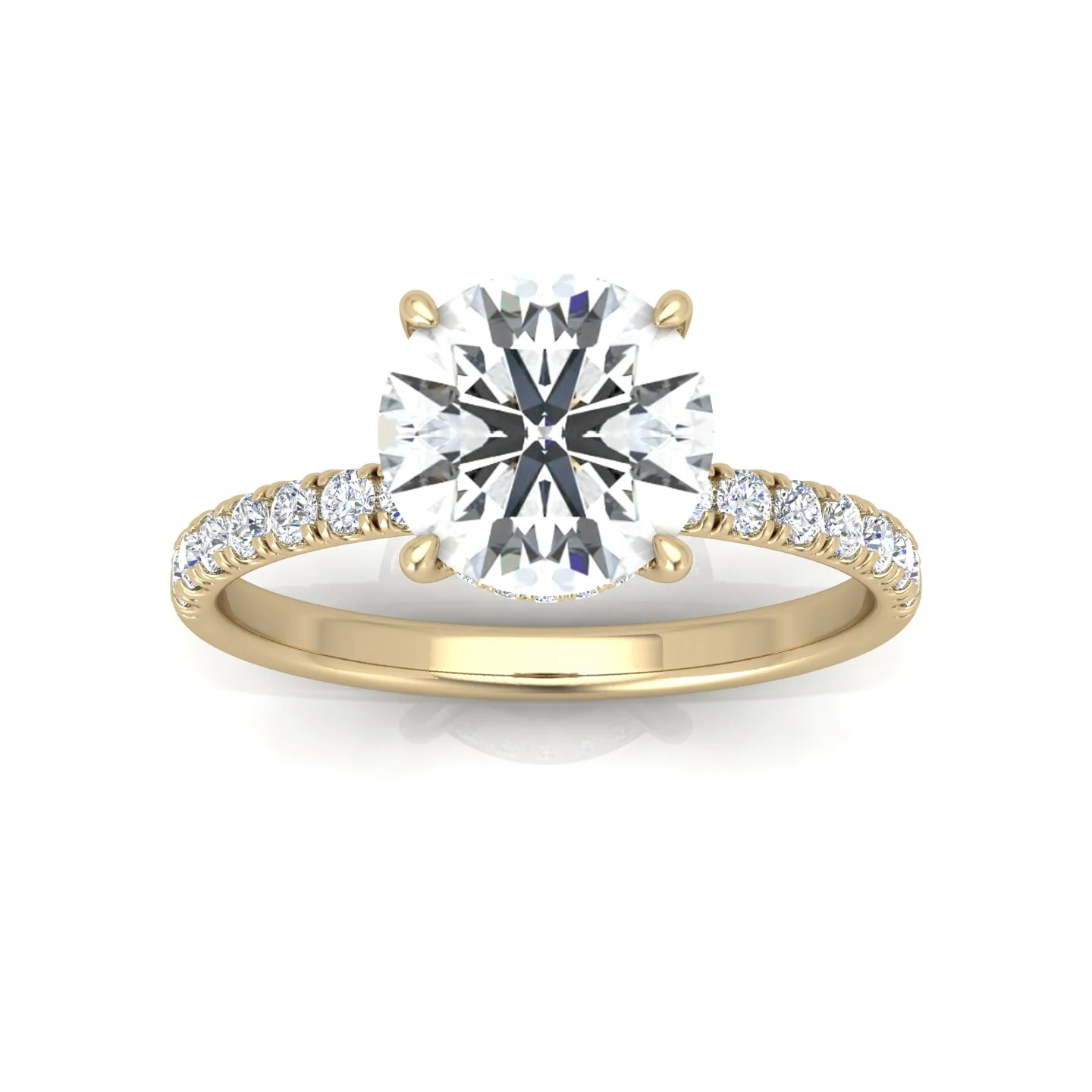 Classic Hidden Halo Pave Set Engagement Ring - Round - Image 9
