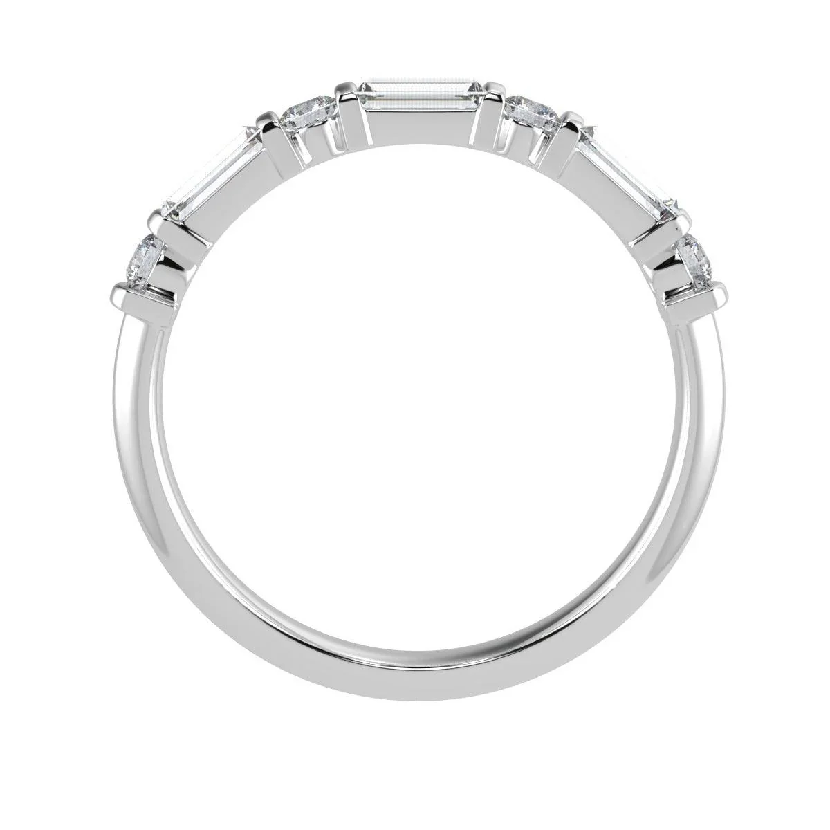 Classic Round and Baguette Diamond Half eternity Ring in Platinum & 18K Gold - 0.50ct - 1.00ct - Image 2