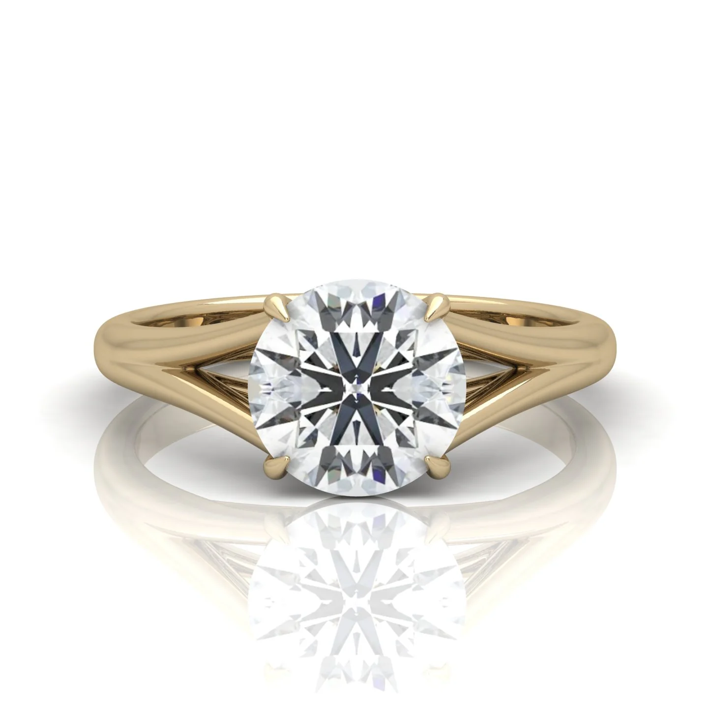 Classic Round Diamond Split Shank Solitaire Engagement Ring