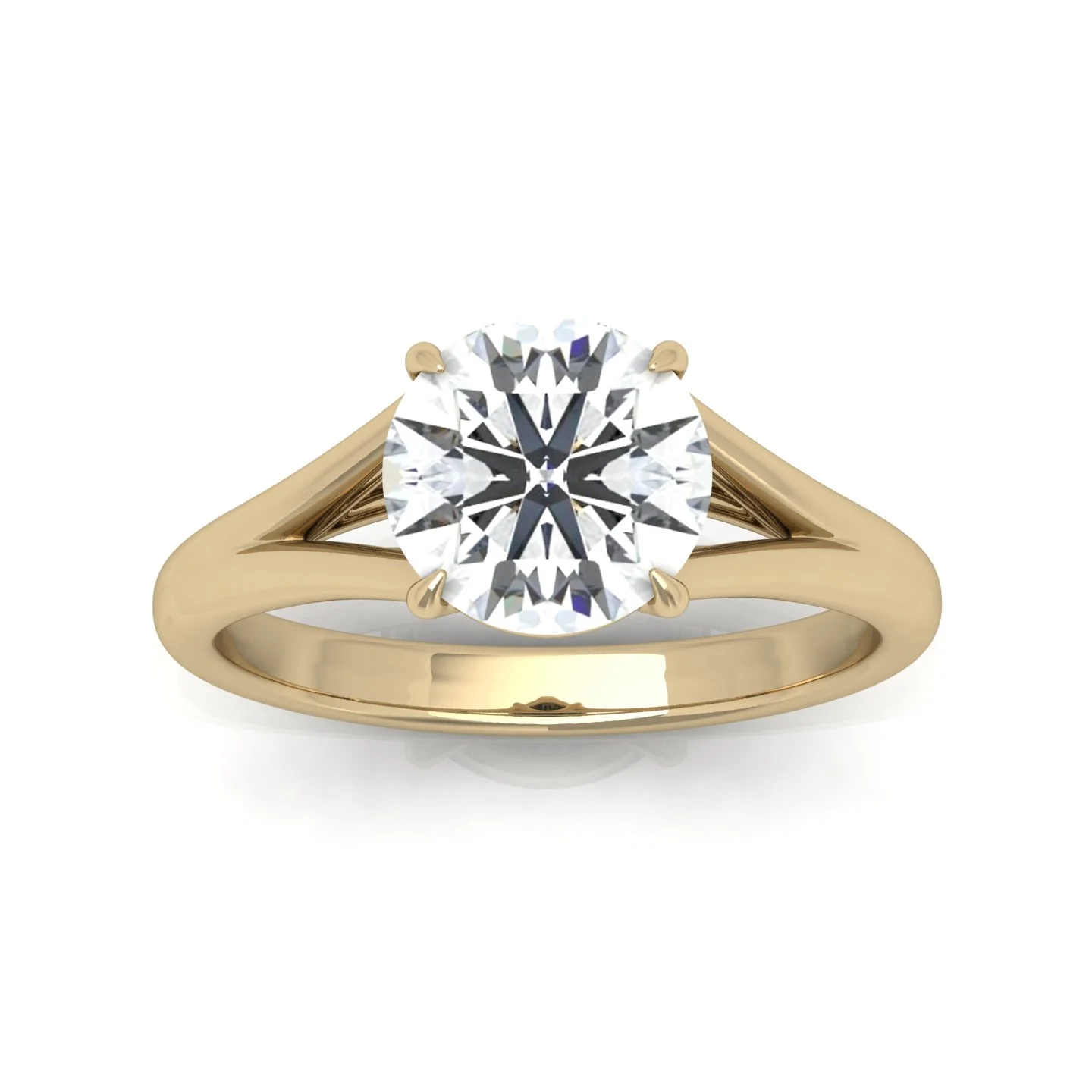 Classic Round Diamond Split Shank Solitaire Engagement Ring - Image 10
