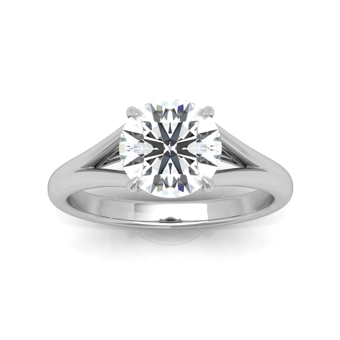 Classic Round Diamond Split Shank Solitaire Engagement Ring - Image 12