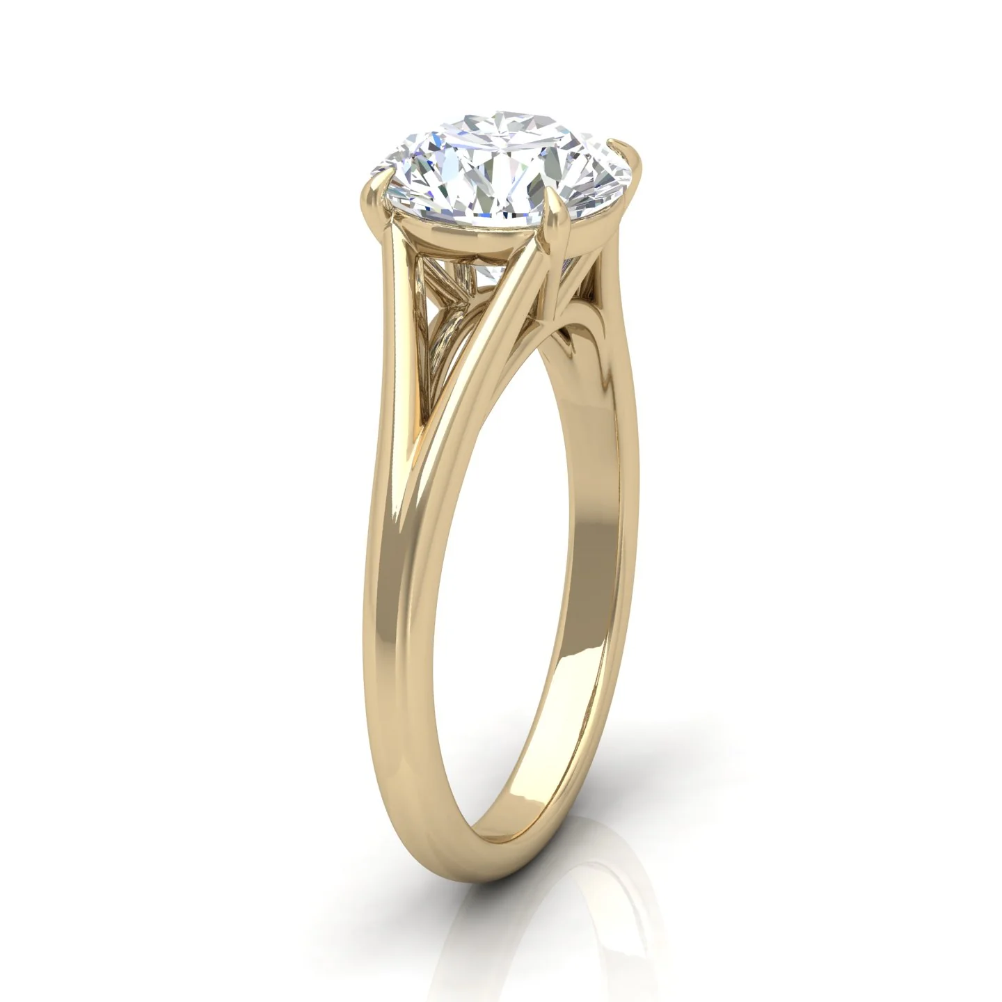 Classic Round Diamond Split Shank Solitaire Engagement Ring - Image 2