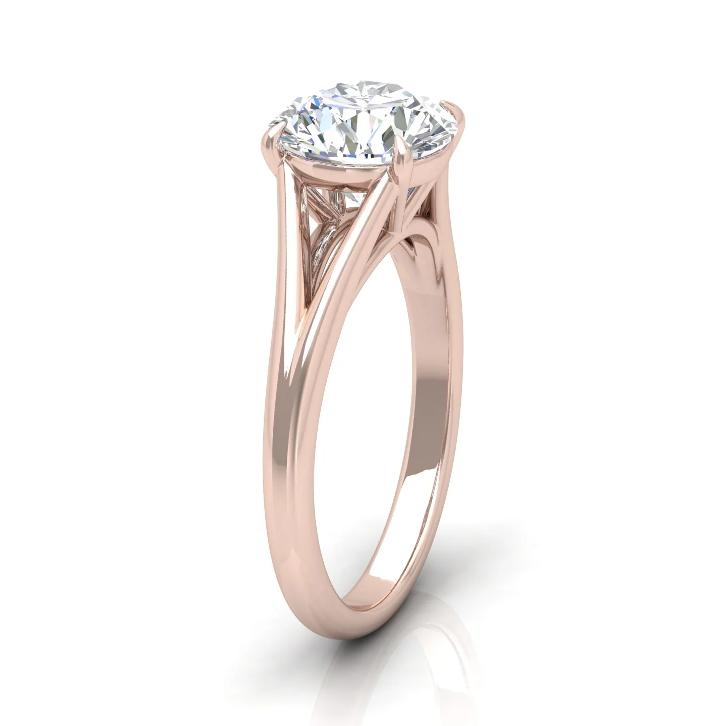 Classic Round Diamond Split Shank Solitaire Engagement Ring - Image 4