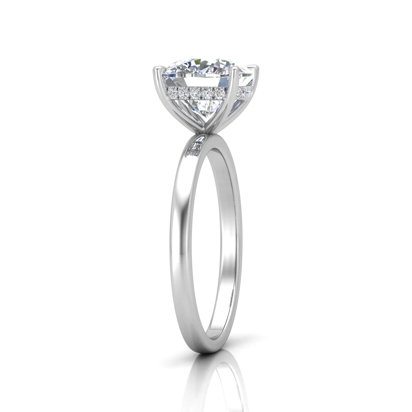 Classic Solitaire Hidden Halo Engagement Ring - Image 11
