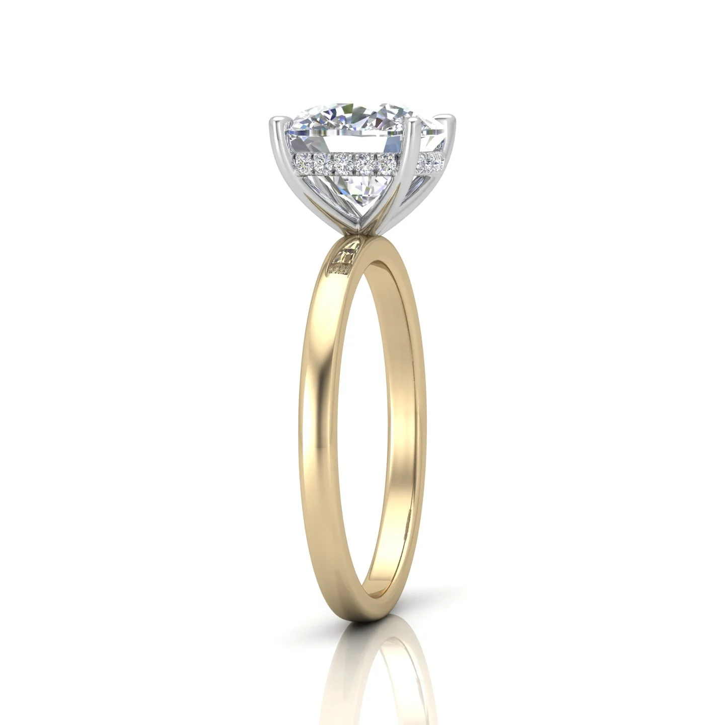 Classic Solitaire Hidden Halo Engagement Ring - Image 2