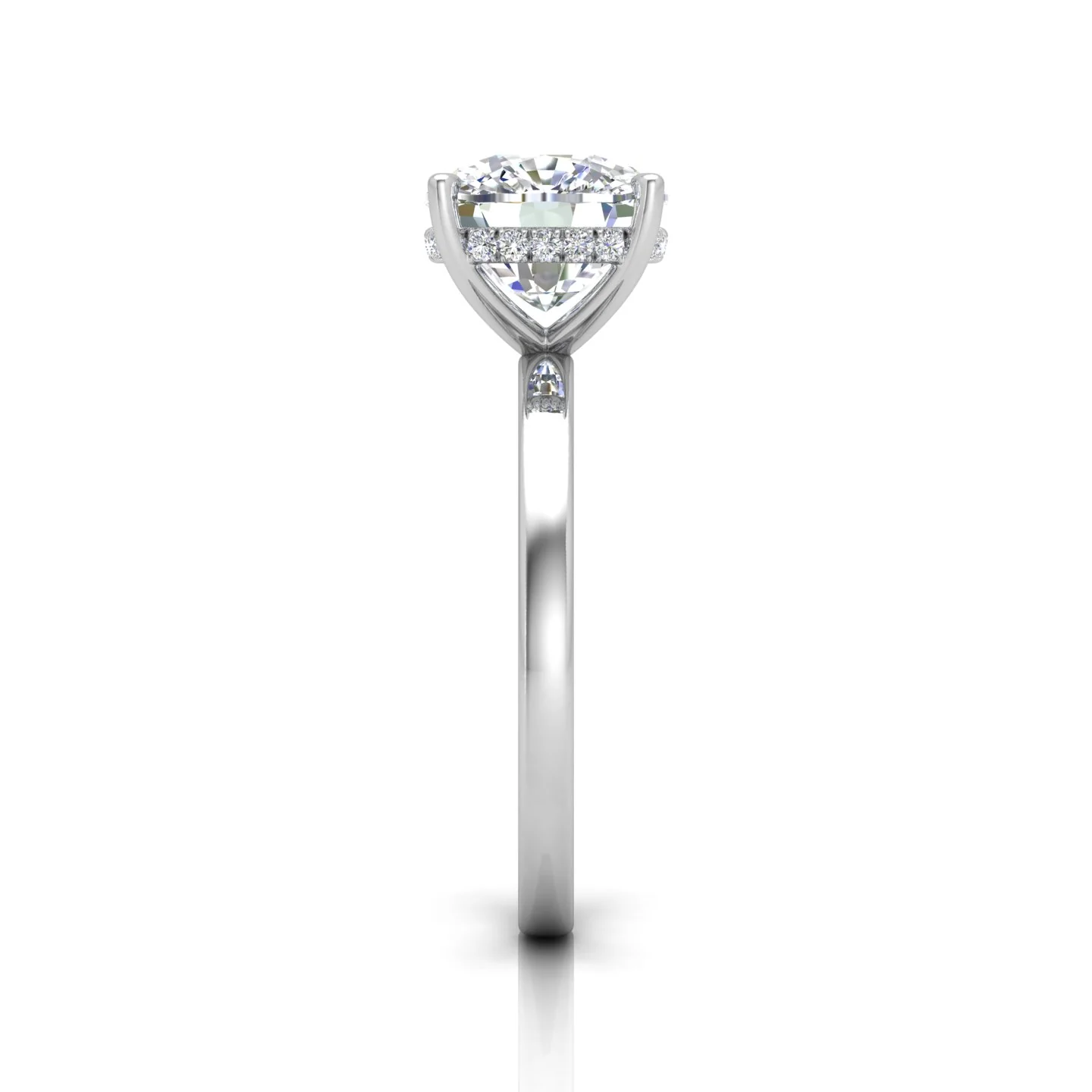 Classic Solitaire Hidden Halo Engagement Ring - Image 3