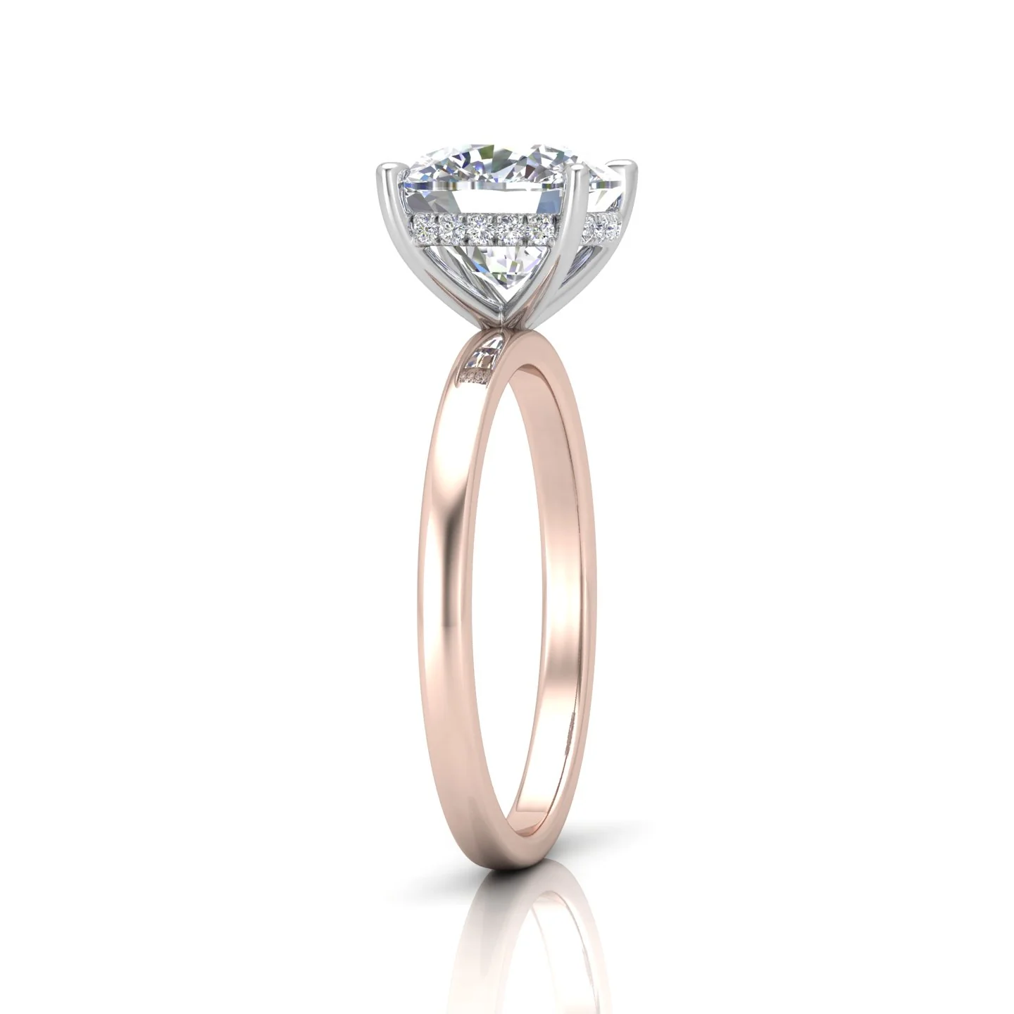 Classic Solitaire Hidden Halo Engagement Ring - Image 4