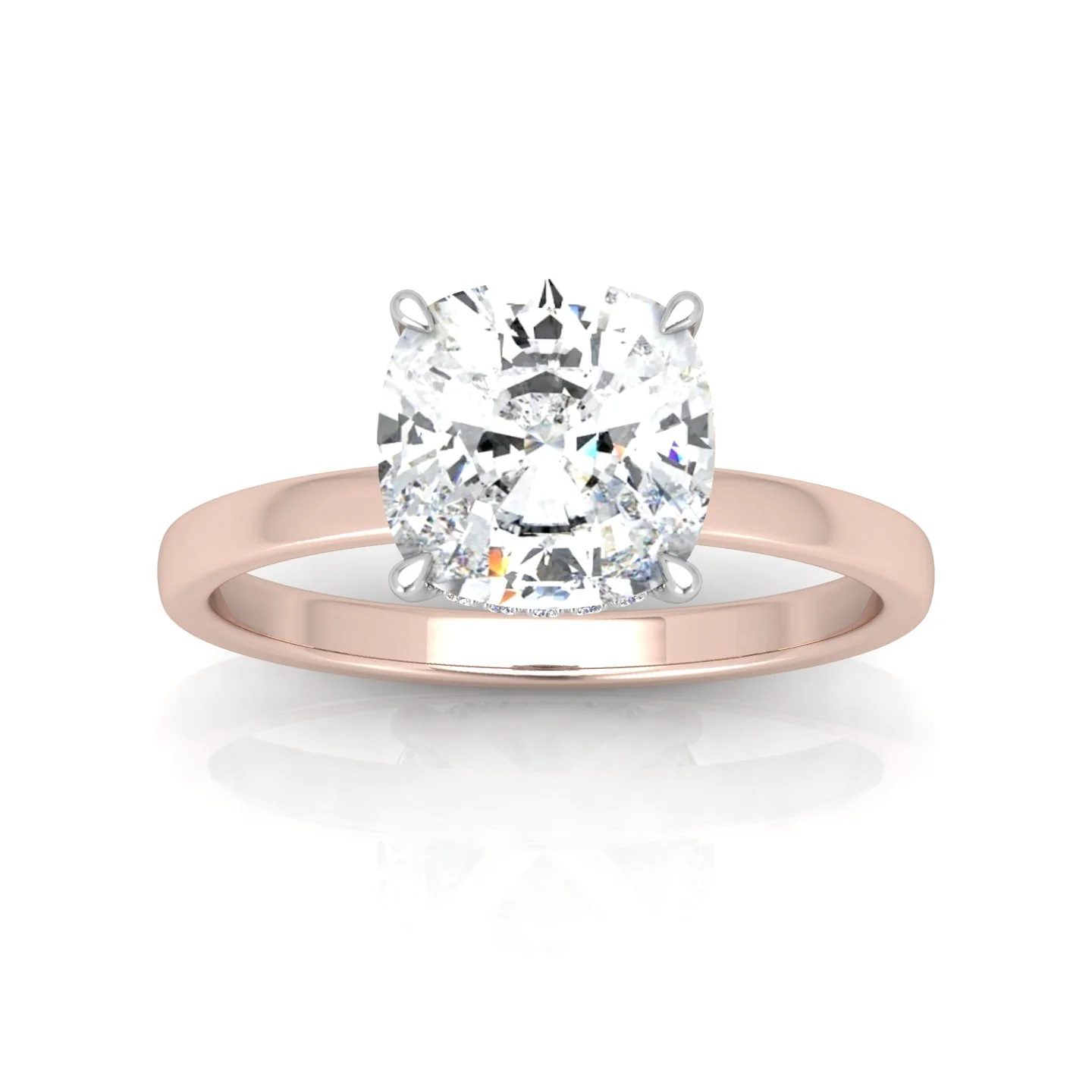 Classic Solitaire Hidden Halo Engagement Ring - Image 7