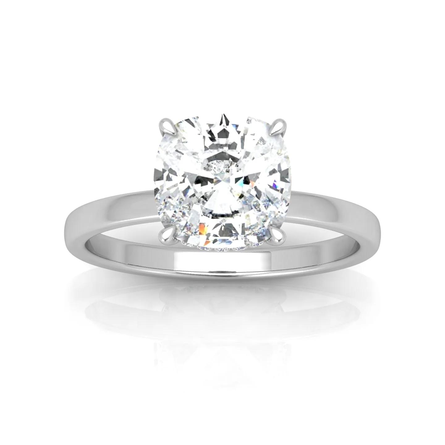 Classic Solitaire Hidden Halo Engagement Ring - Image 8