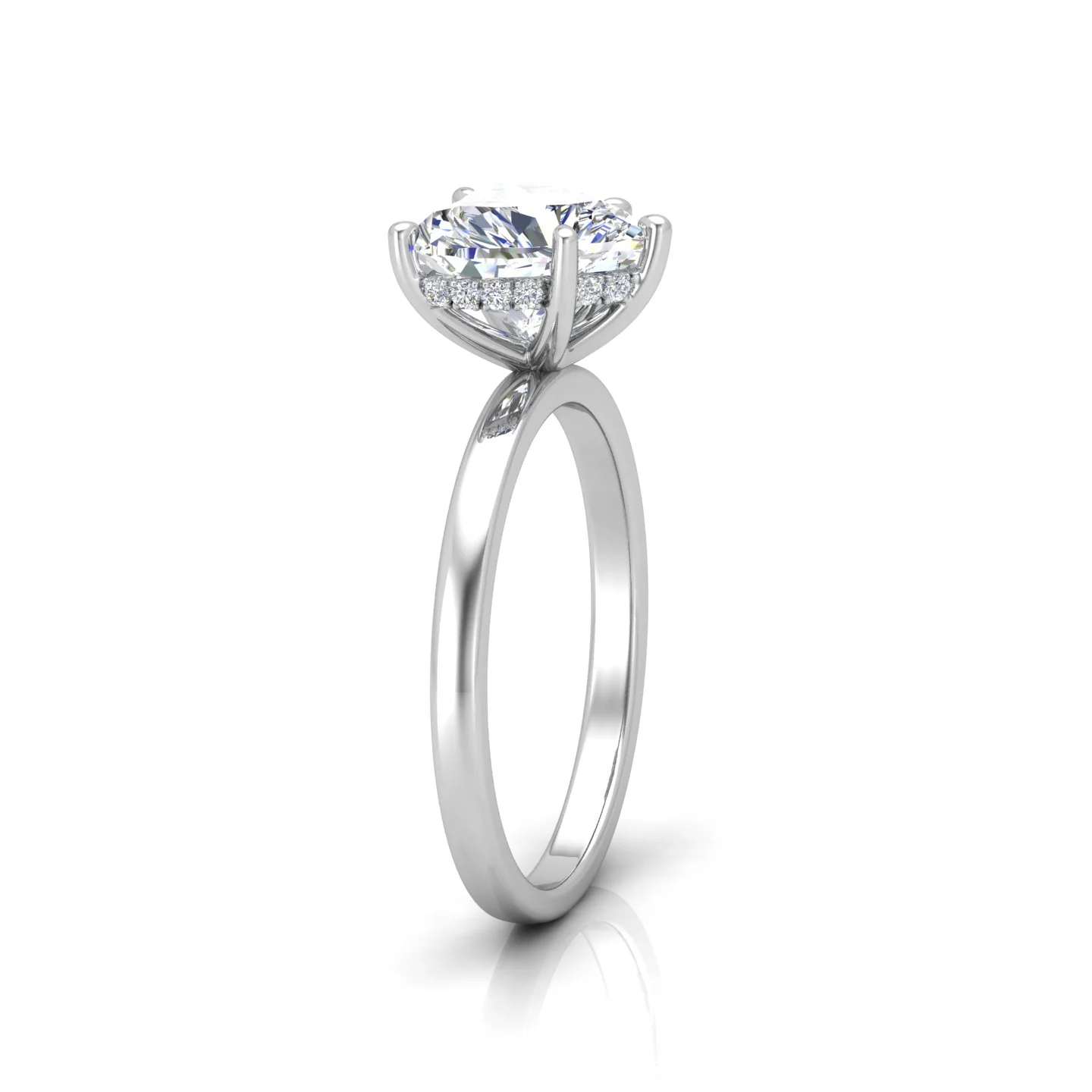 Classic Solitaire Hidden Halo Engagement Ring - Image 3
