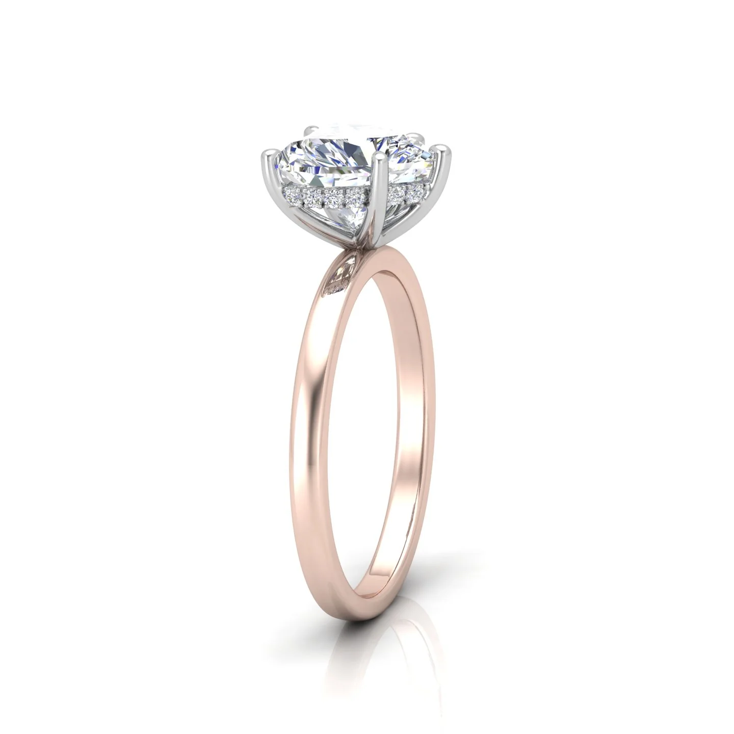 Classic Solitaire Hidden Halo Engagement Ring - Image 4
