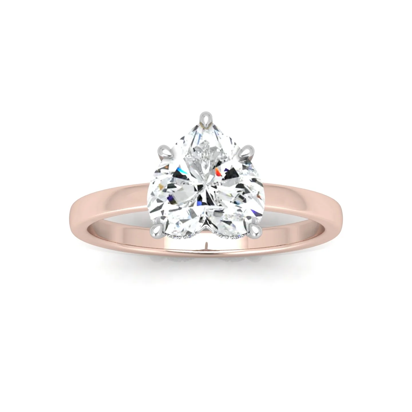 Classic Solitaire Hidden Halo Engagement Ring - Image 7