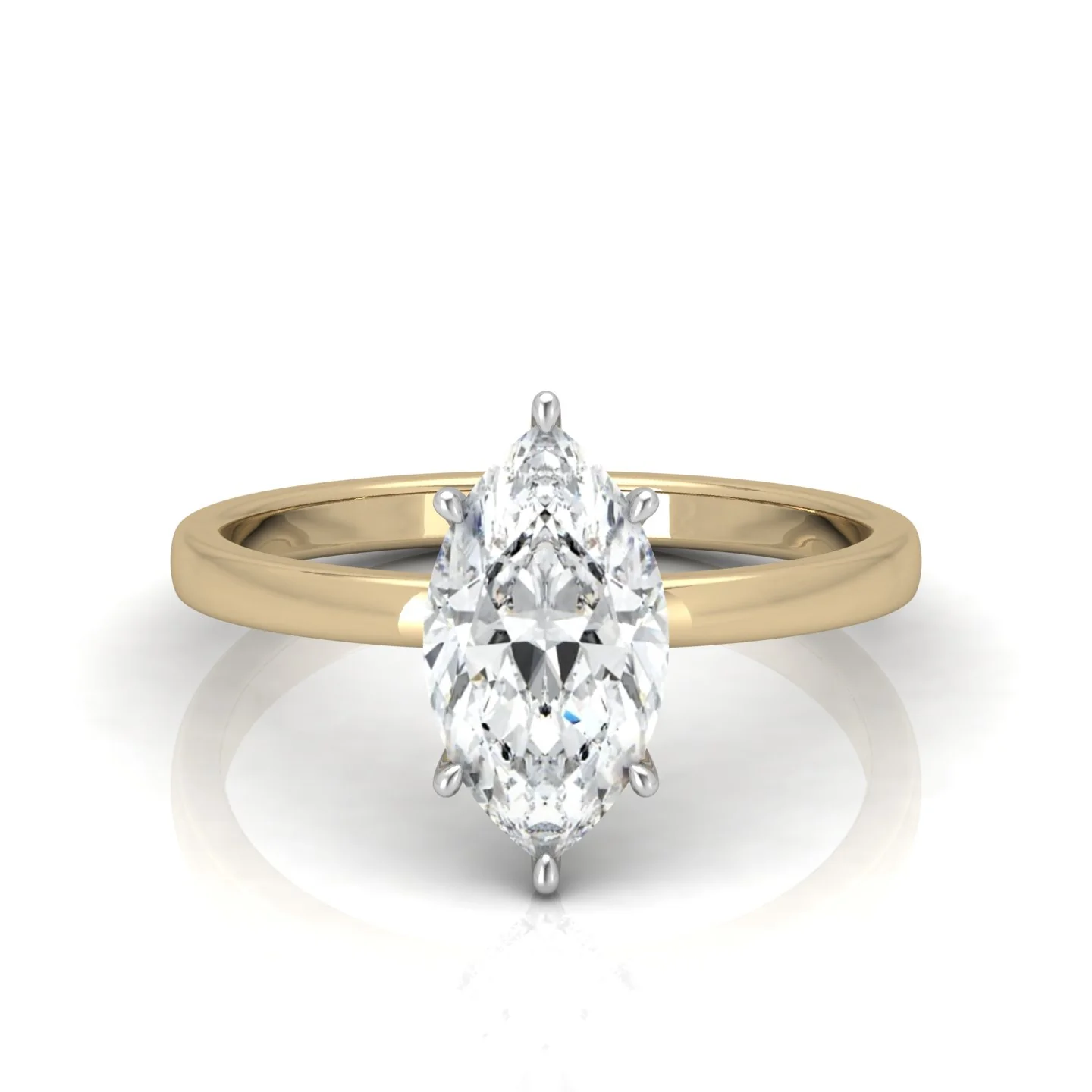 Classic Solitaire Hidden Halo Engagement Ring Marquise