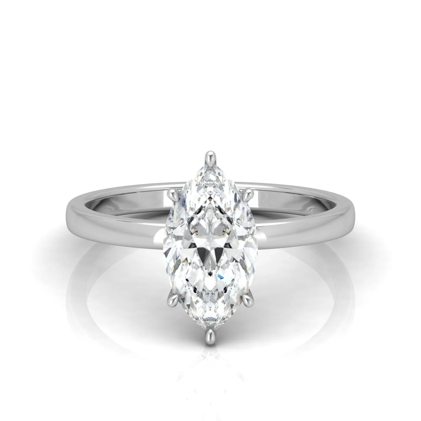 Classic Solitaire Hidden Halo Engagement Ring Marquise - Image 10