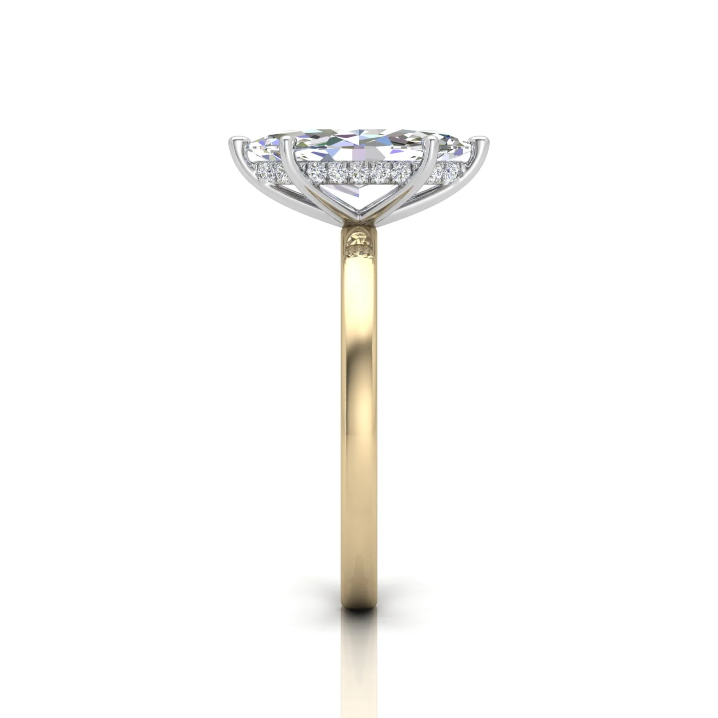 Classic Solitaire Hidden Halo Engagement Ring Marquise - Image 11