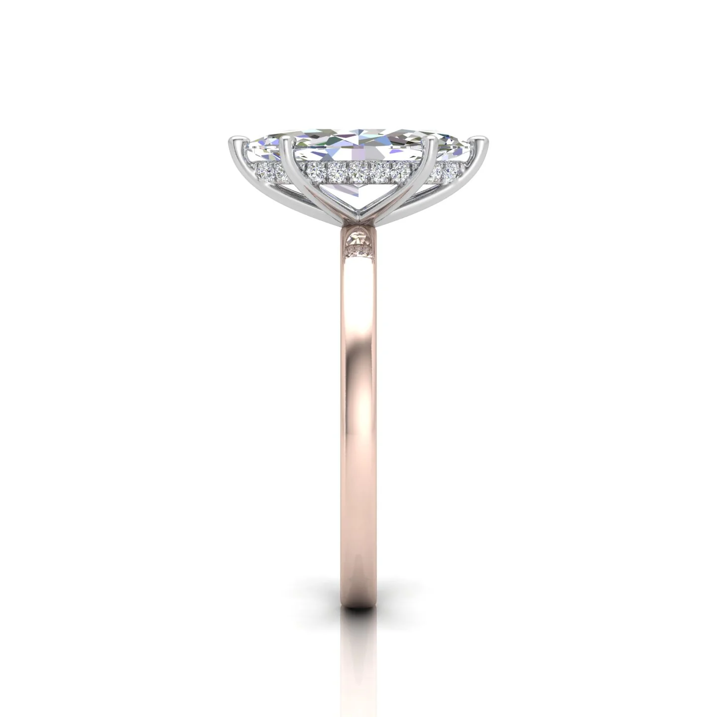 Classic Solitaire Hidden Halo Engagement Ring Marquise - Image 12