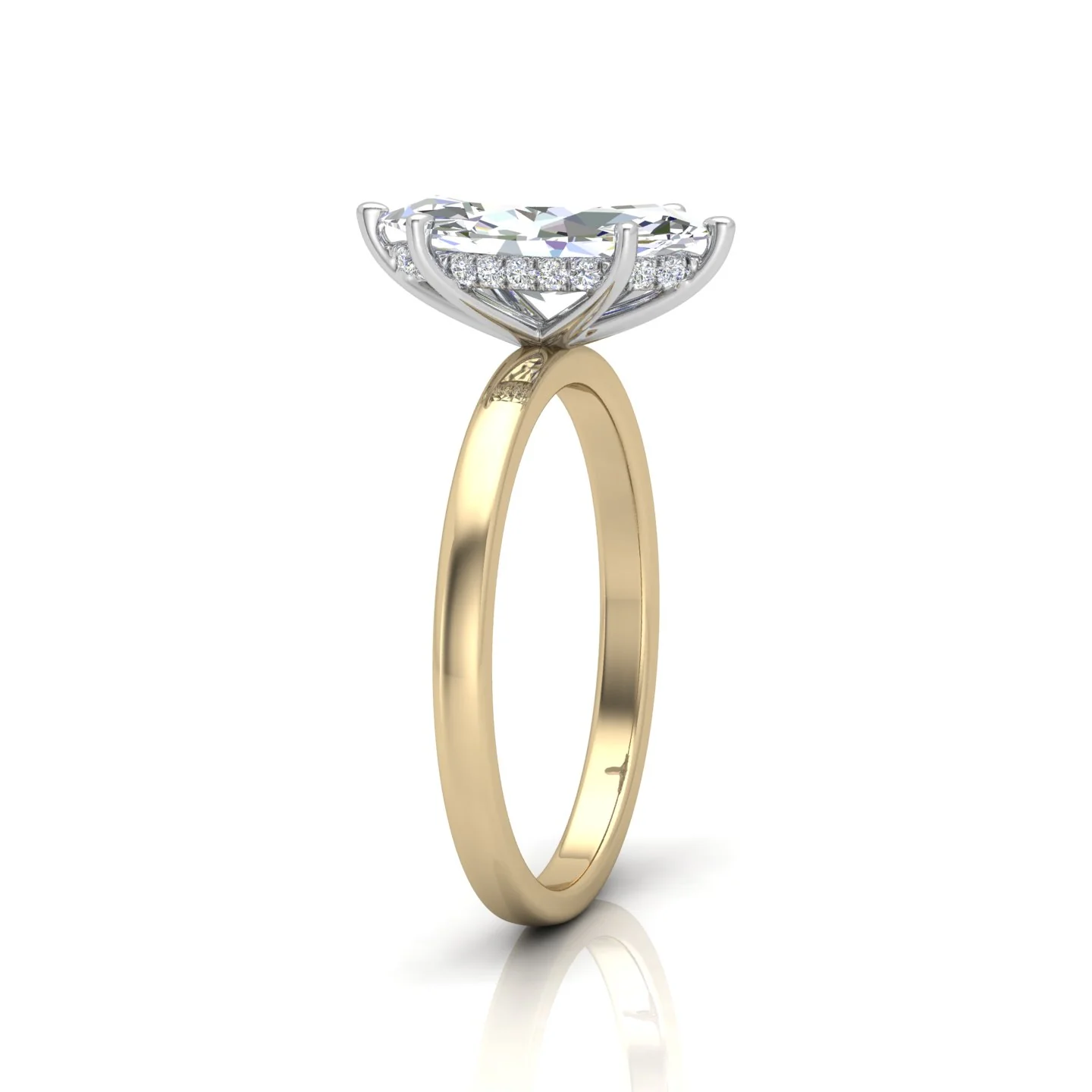 Classic Solitaire Hidden Halo Engagement Ring Marquise - Image 2