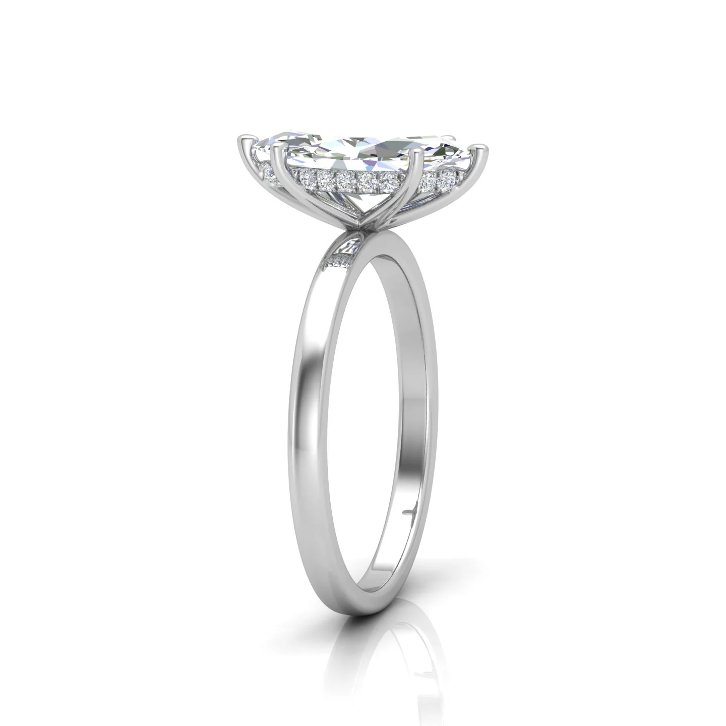 Classic Solitaire Hidden Halo Engagement Ring Marquise - Image 3