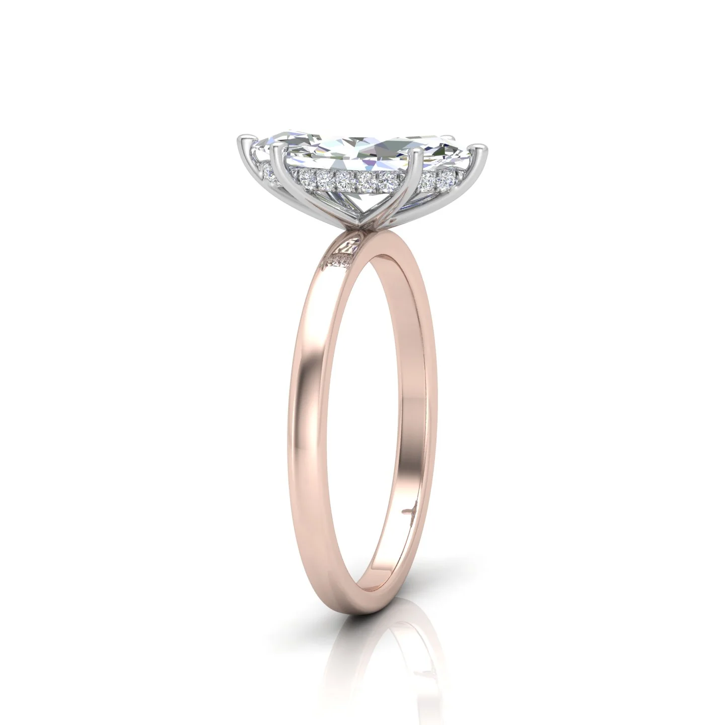 Classic Solitaire Hidden Halo Engagement Ring Marquise - Image 4