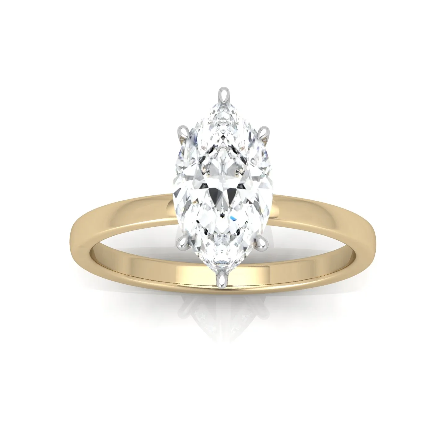 Classic Solitaire Hidden Halo Engagement Ring Marquise - Image 6