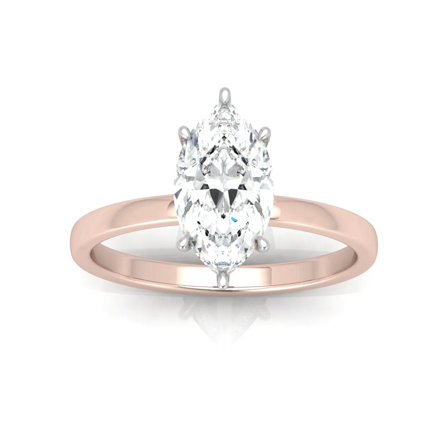 Classic Solitaire Hidden Halo Engagement Ring Marquise - Image 7