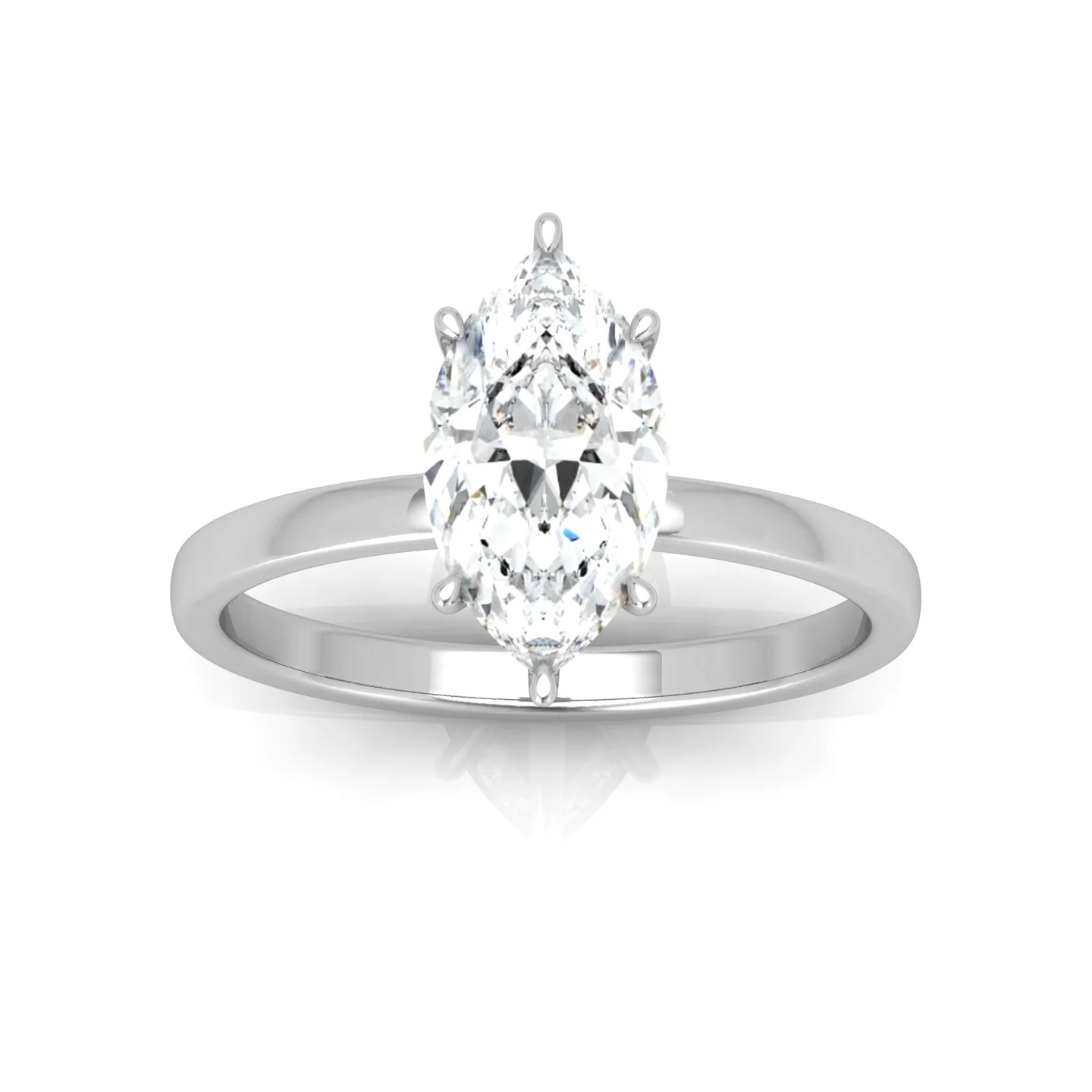 Classic Solitaire Hidden Halo Engagement Ring Marquise - Image 8