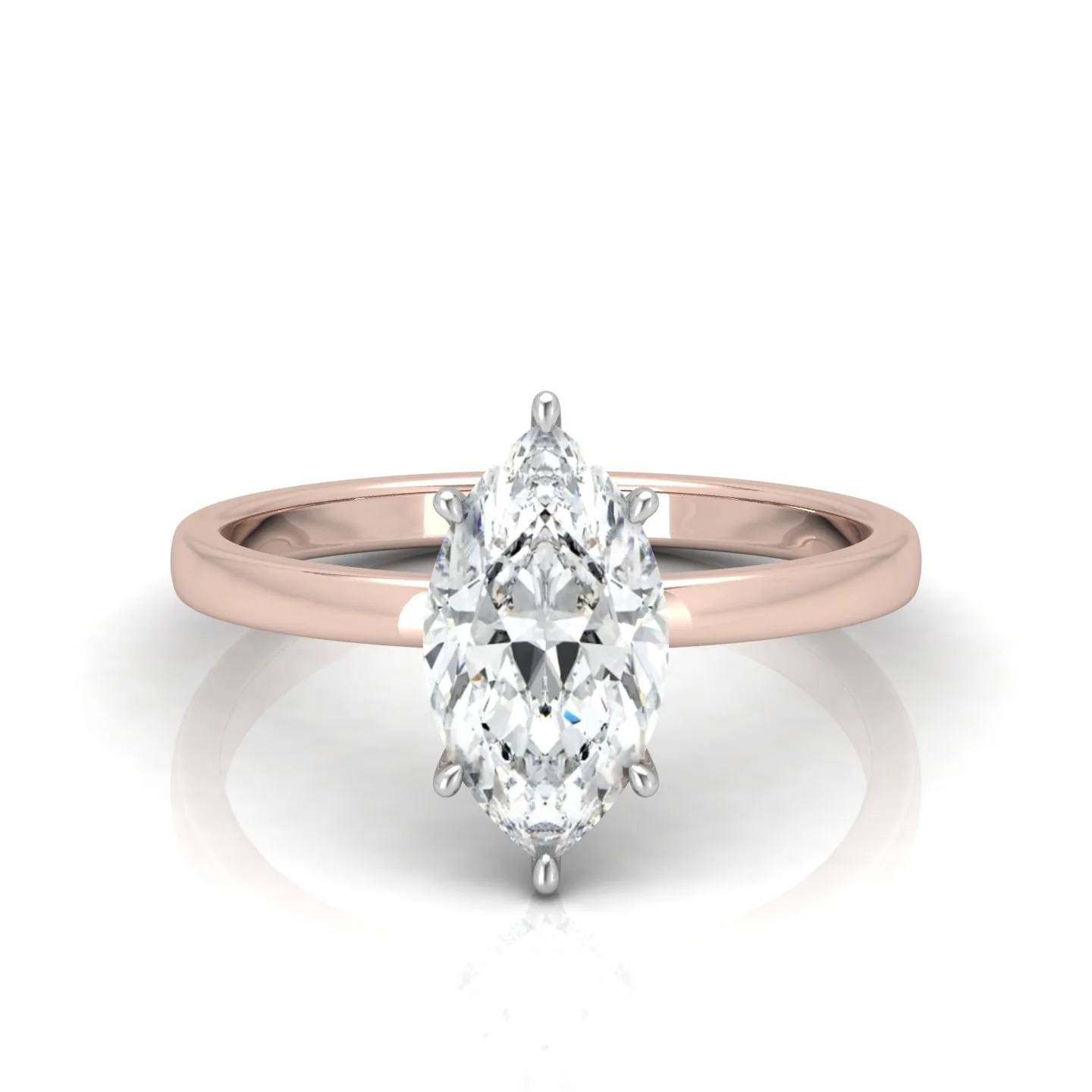 Classic Solitaire Hidden Halo Engagement Ring Marquise - Image 9