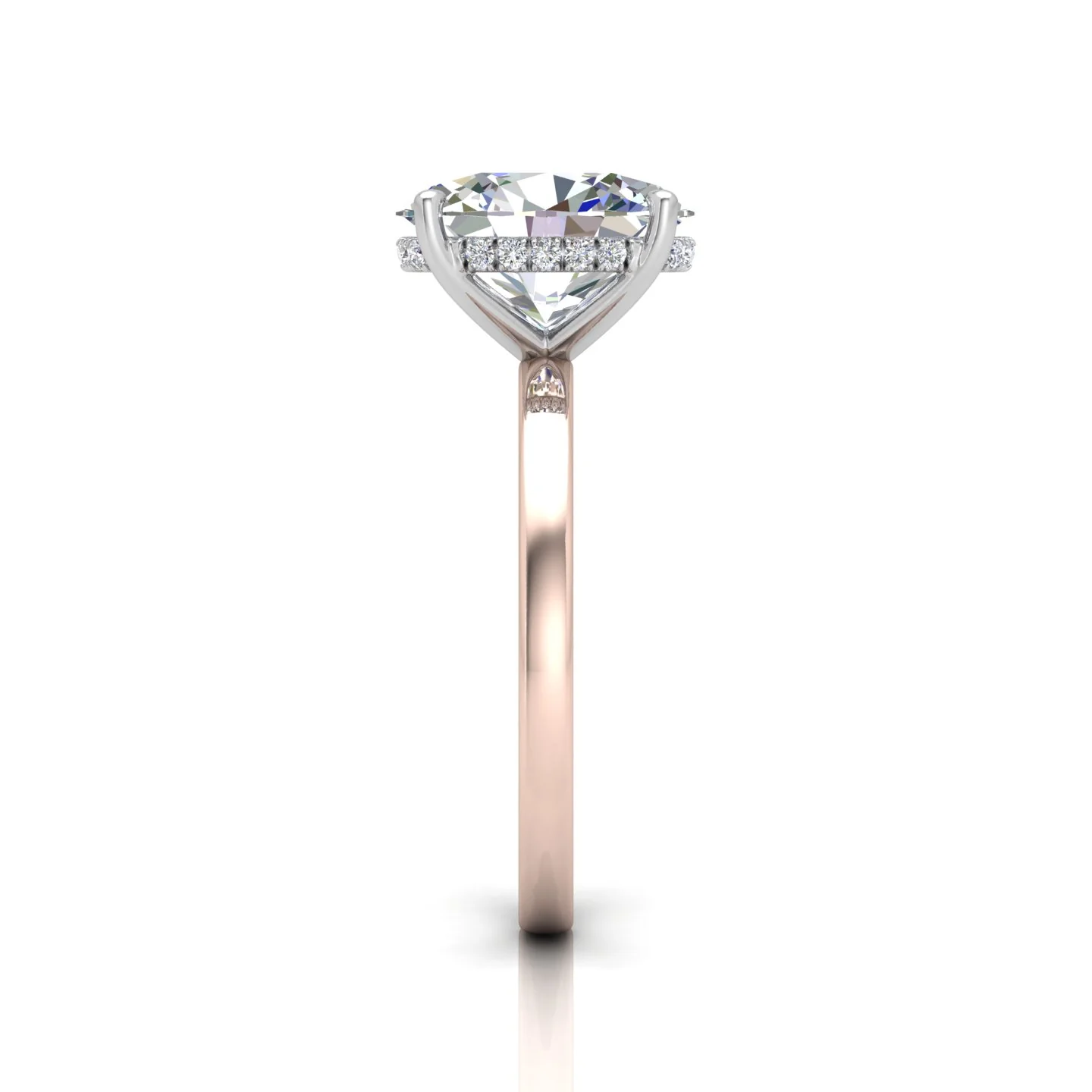 Classic Solitaire Hidden Halo Engagement Ring - Image 11