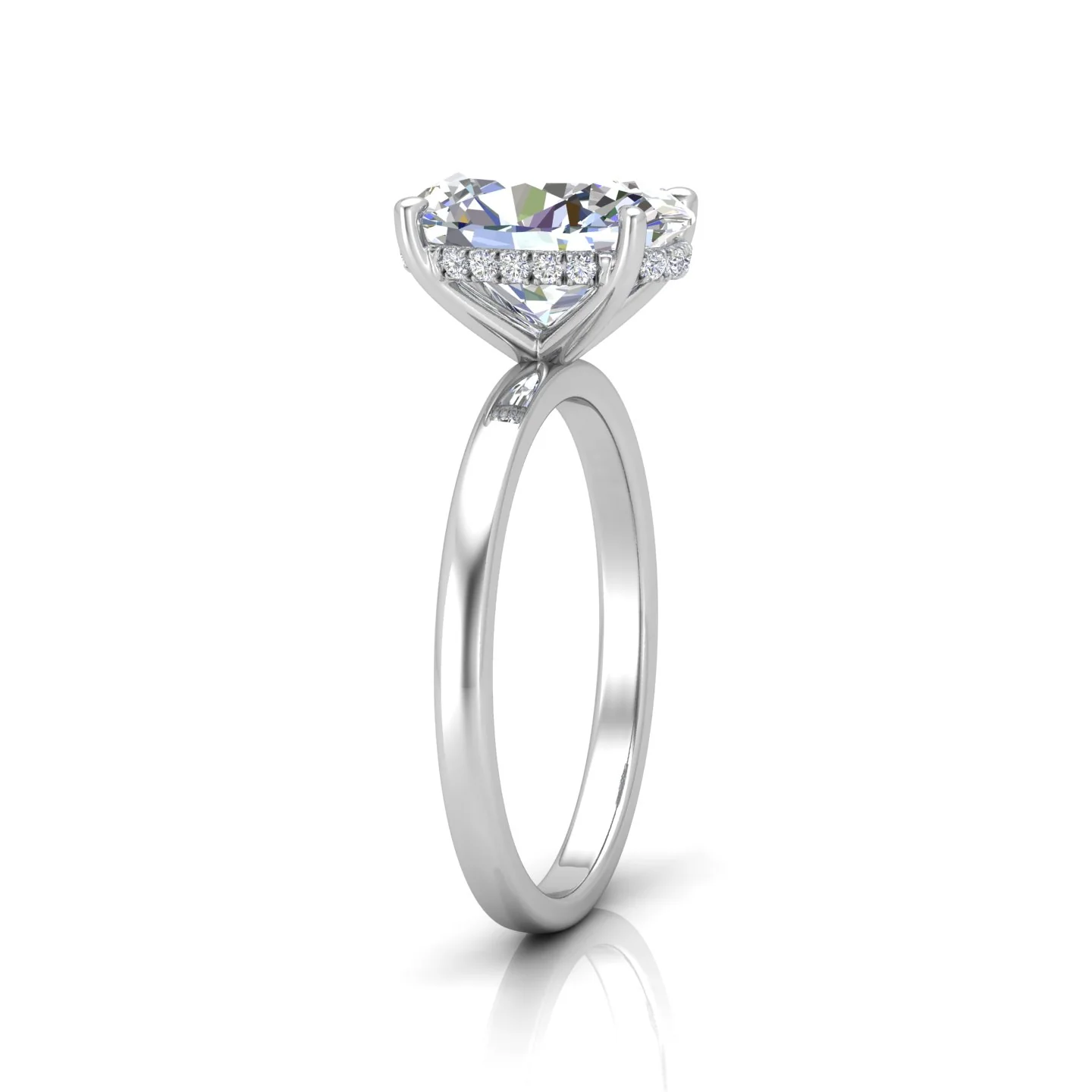 Classic Solitaire Hidden Halo Engagement Ring - Image 3